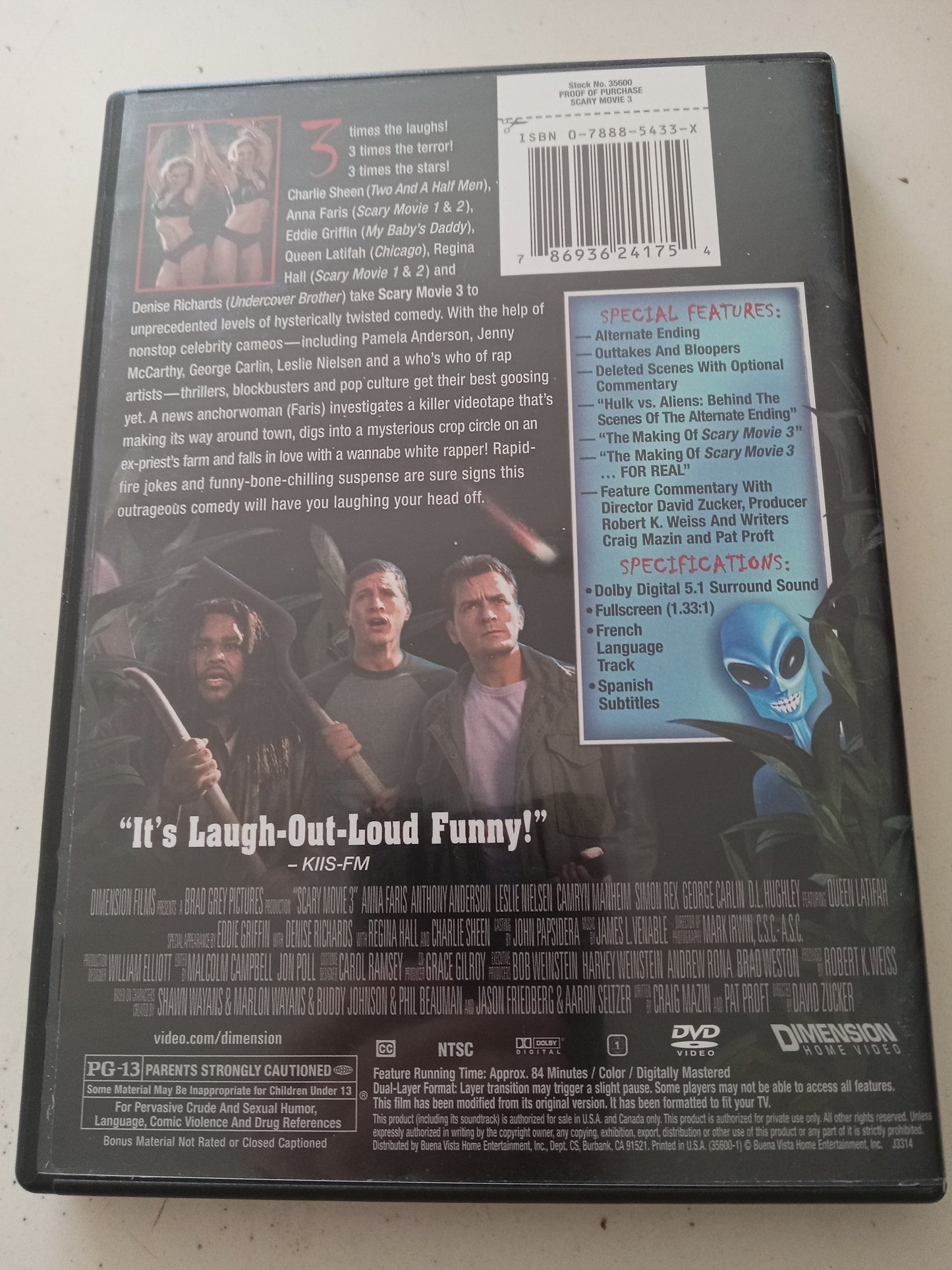 Scary Movie 3 Three, DVD Movie, Anna Faris Fullscreen, Rated PG-13, USED