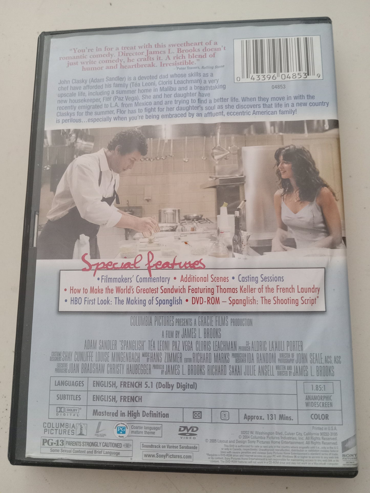 Spanglish, DVD Movie, Adam Sandler Widescreen, Rated PG-13, USED