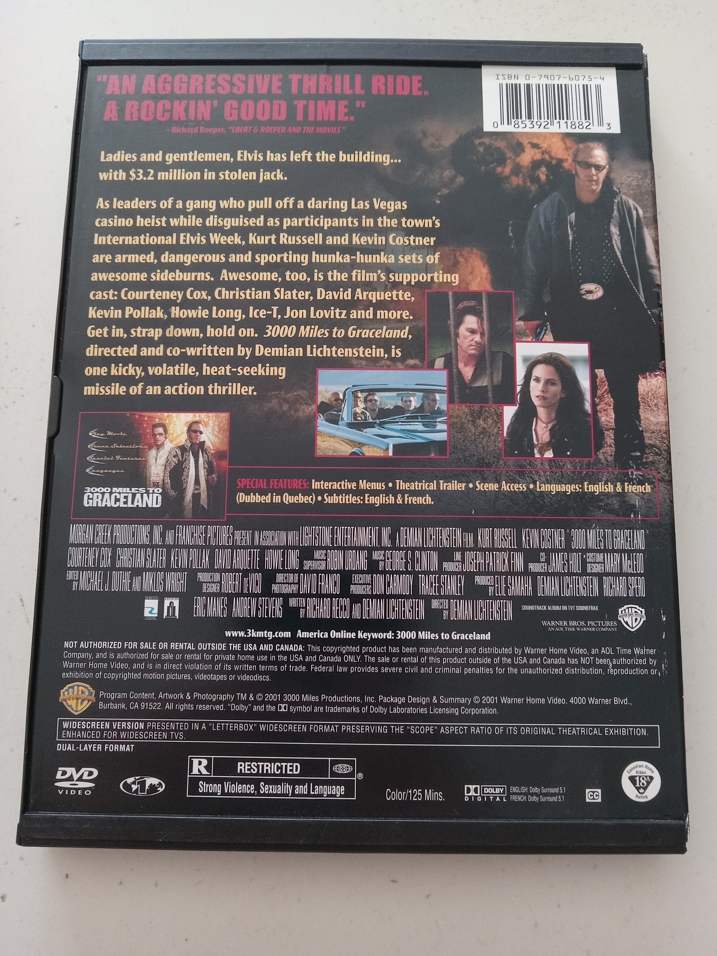 3000 Miles To Graceland, DVD Movie, Widescreen, Rated R, USED