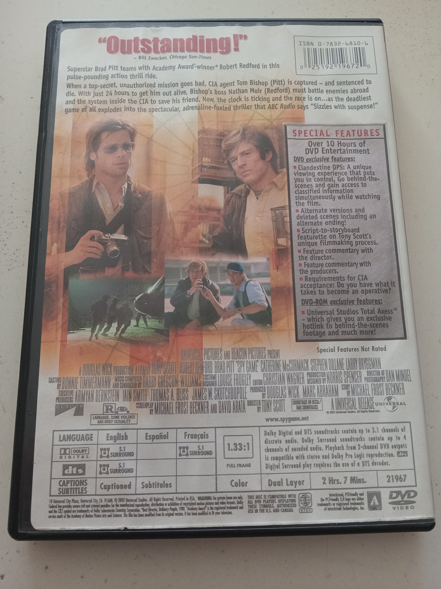 Spy Game, DVD Movie, Fullscreen, Rated R, USED