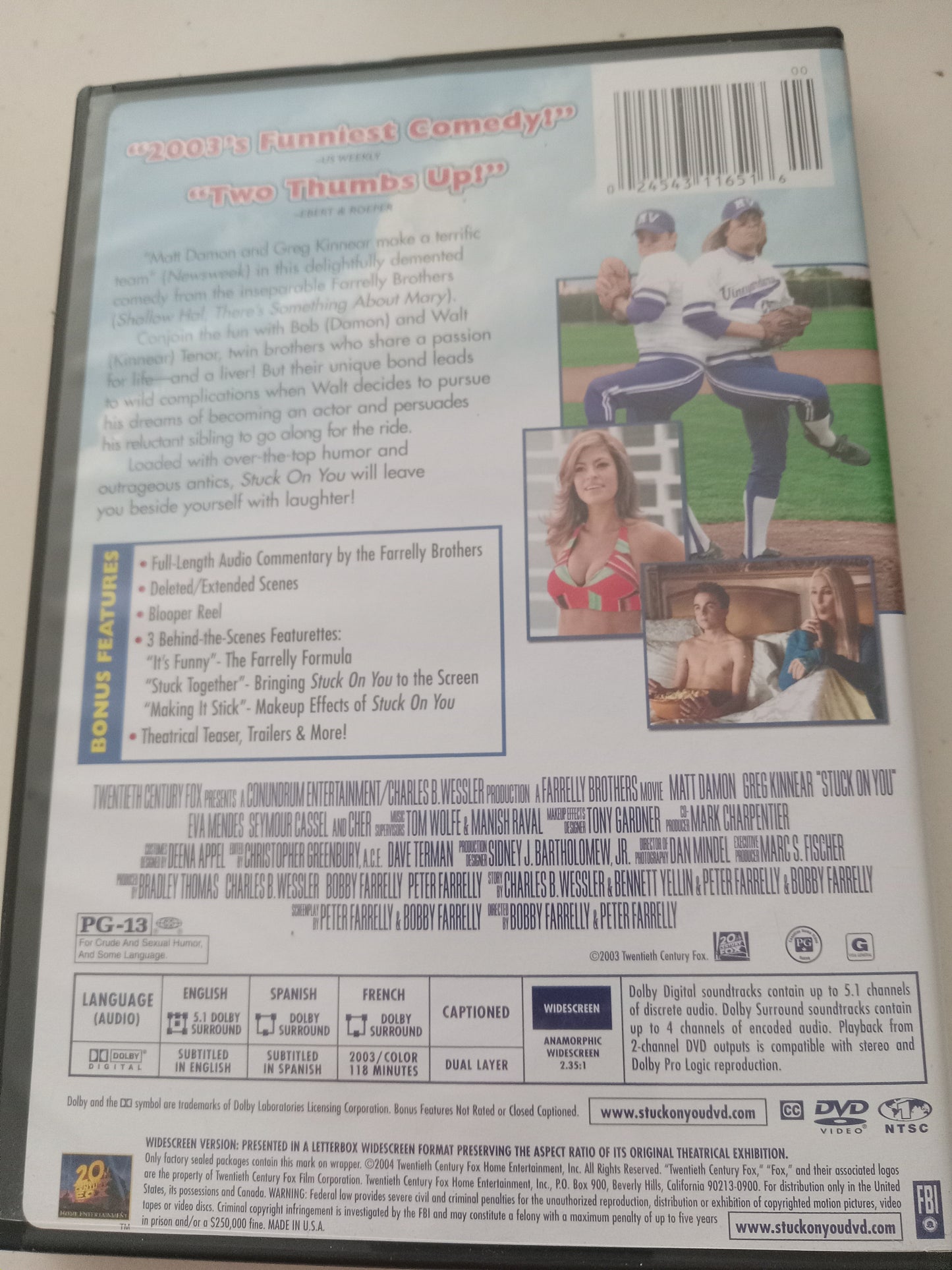 Stuck On You, DVD Movie, Widescreen, Rated PG-13, USED