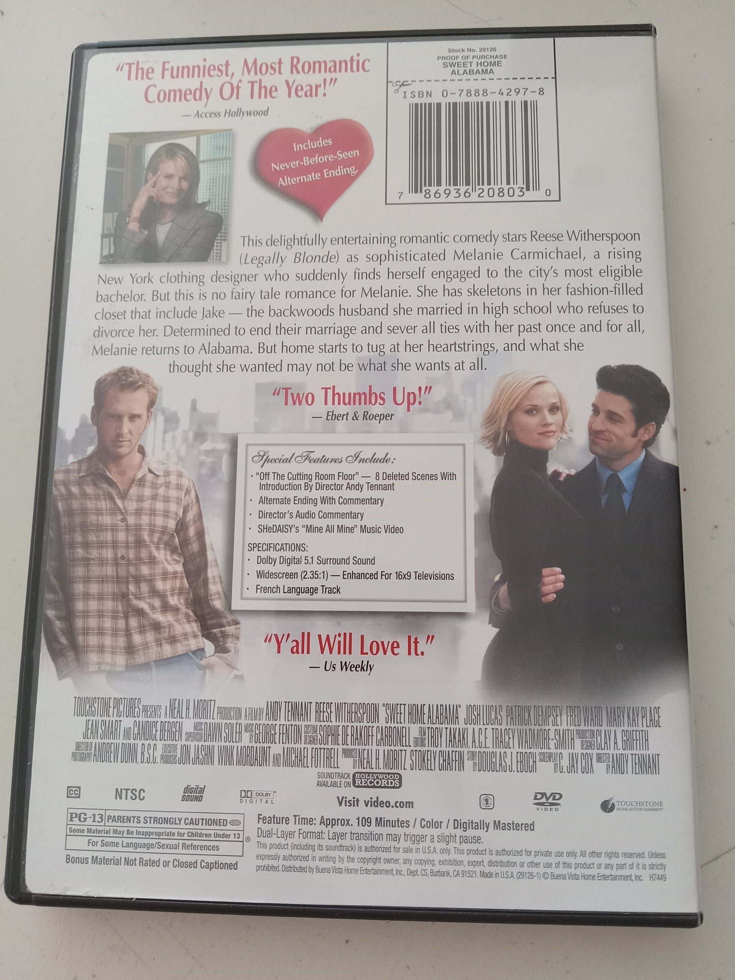 Sweet Home Alabama, DVD Movie, Reese Witherspoon Widescreen, Rated PG-13, NEW/USED