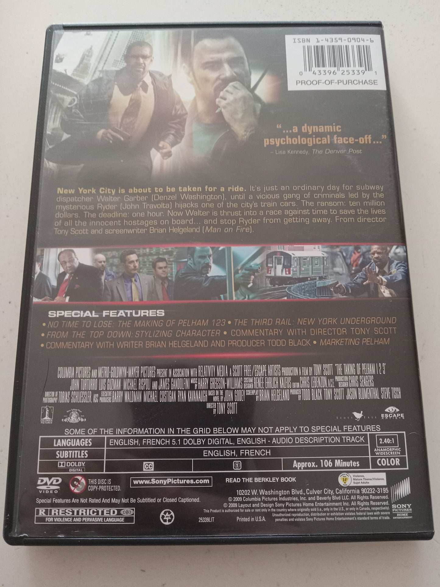The Taking Of Pelham 123, DVD Movie, Widescreen, Rated R, USED