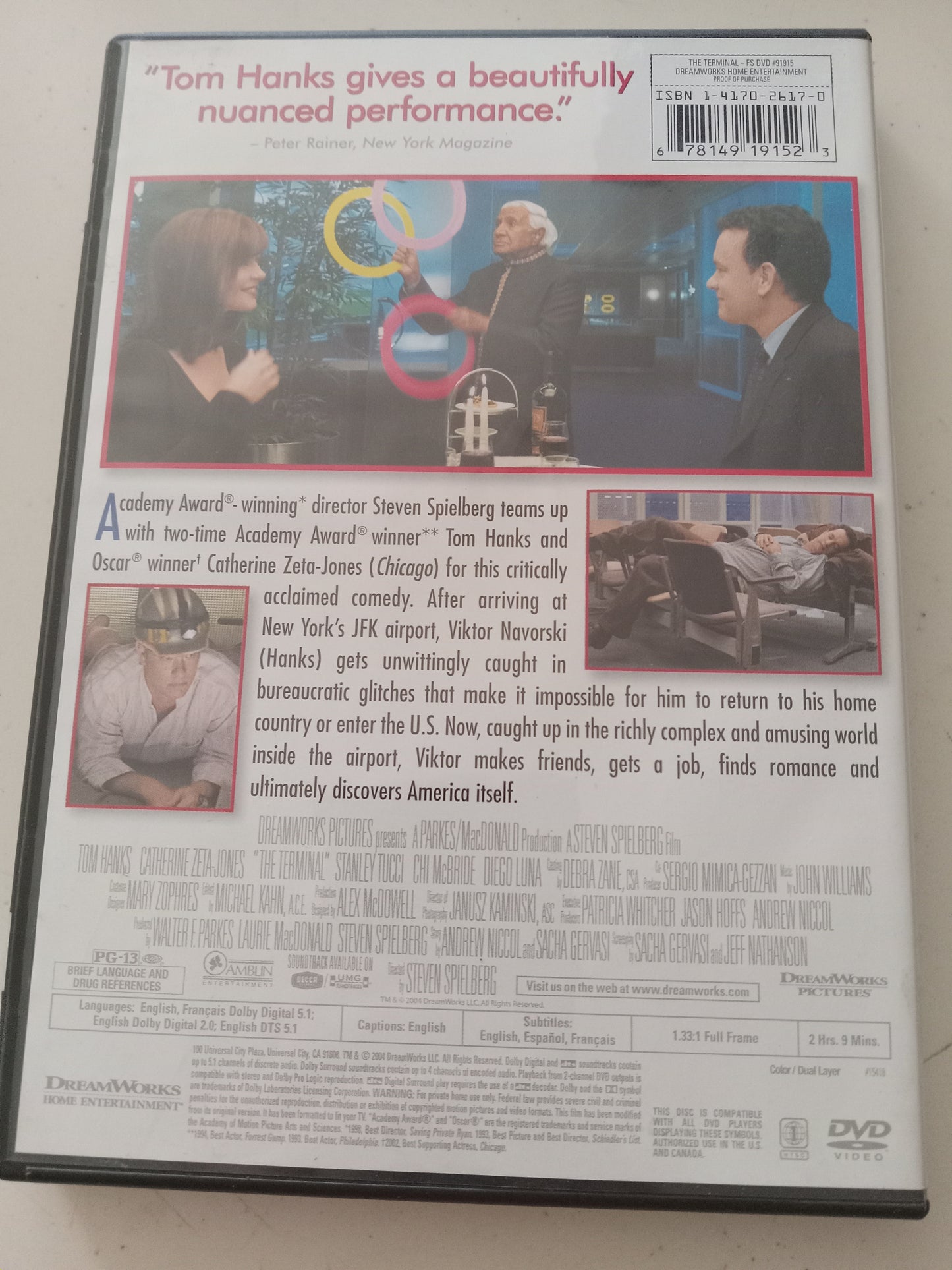 The Terminal, DVD Movie, Tom Hanks Fullscreen/Widescreen, Rated PG-13, USED