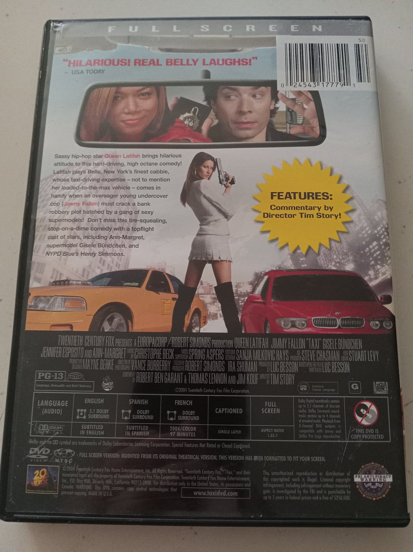 Taxi, DVD Movie, Fullscreen, Rated PG-13, USED
