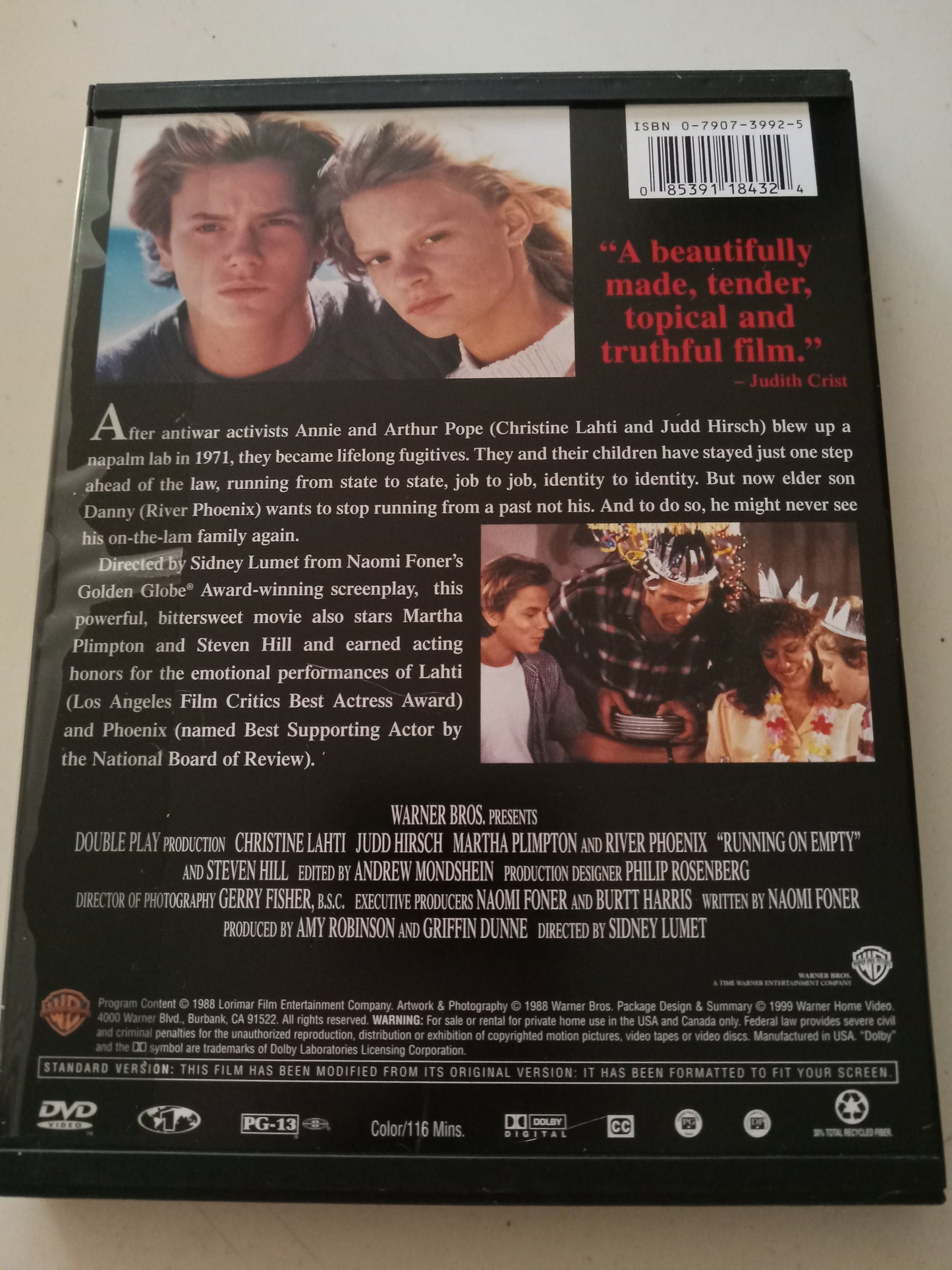 Running On Empty, DVD Movie, Fullscreen, Rated PG-13, NEW