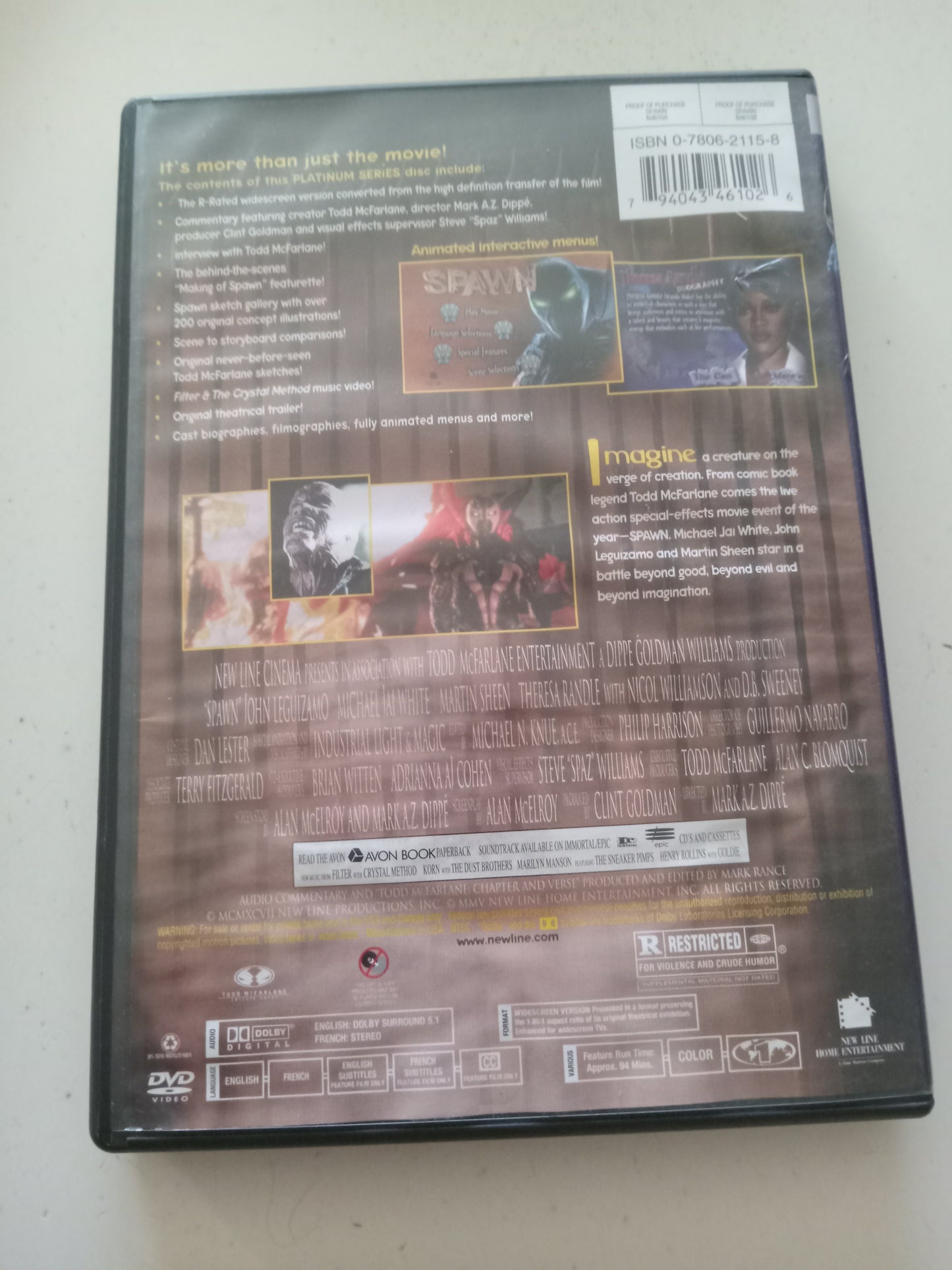 Spawn DVD Movie, Martin Sheen Widescreen, Director's Cut, Rated R, USED