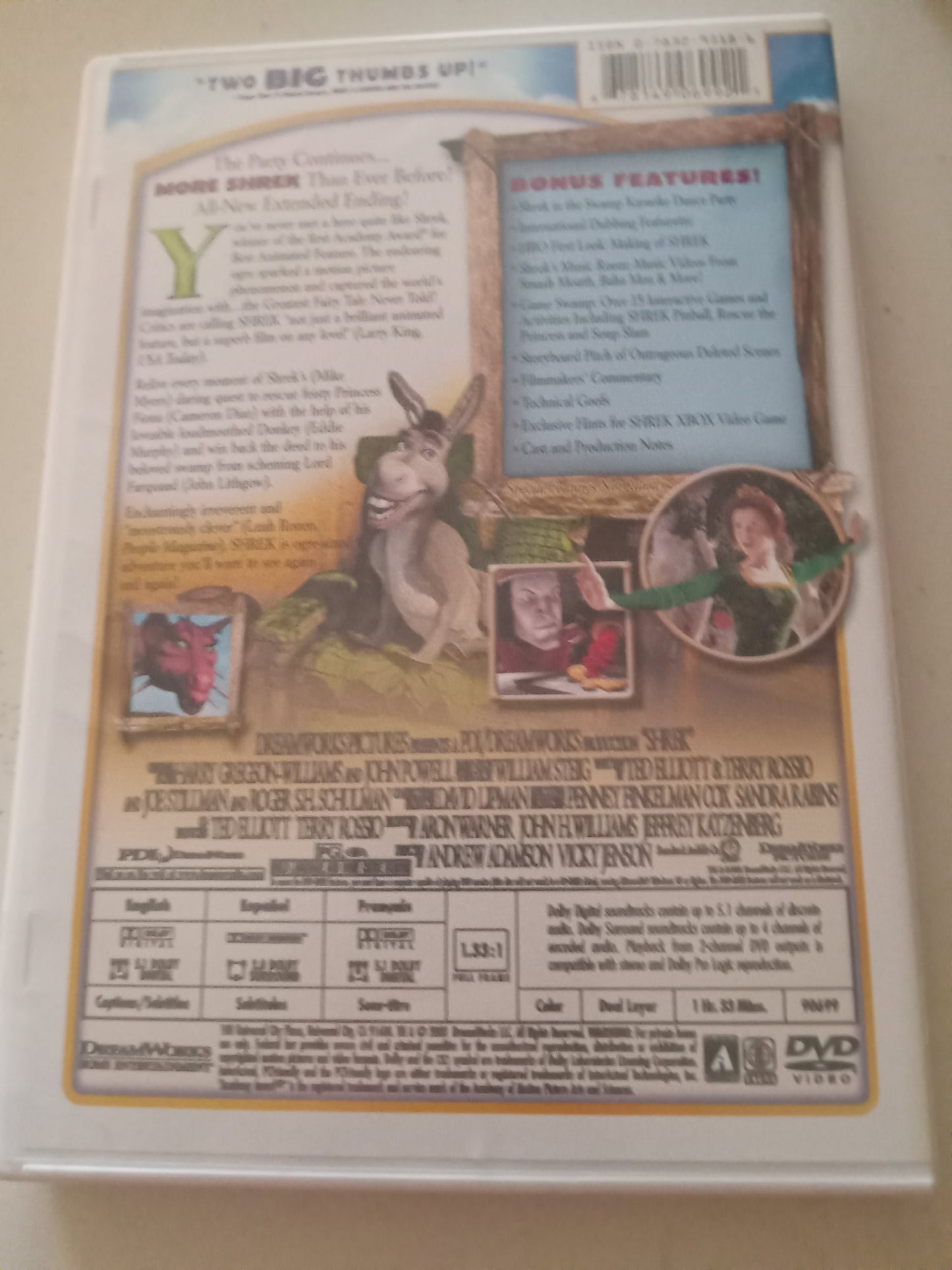 Shrek, DVD Movie, 2 Disc Special Ed. Widescreen/Fullscreen, Rated PG, USED