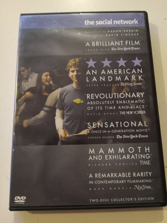 The Social Network, 2 Disc Collector's Ed. DVD Movie, Jesse Eisenberg Widescreen, Rated PG-13, USED