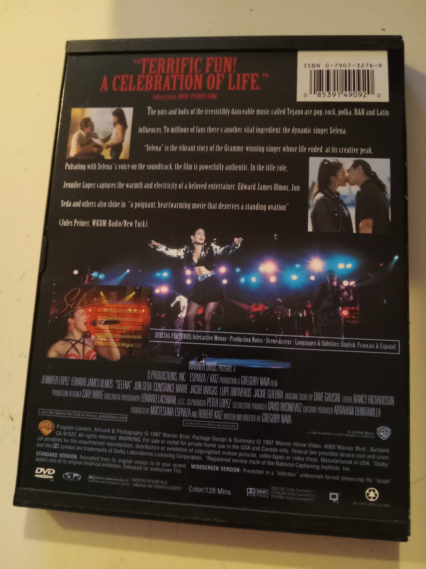 Selena, DVD Movie, Jennifer Lopez Widescreen, Rated PG, USED