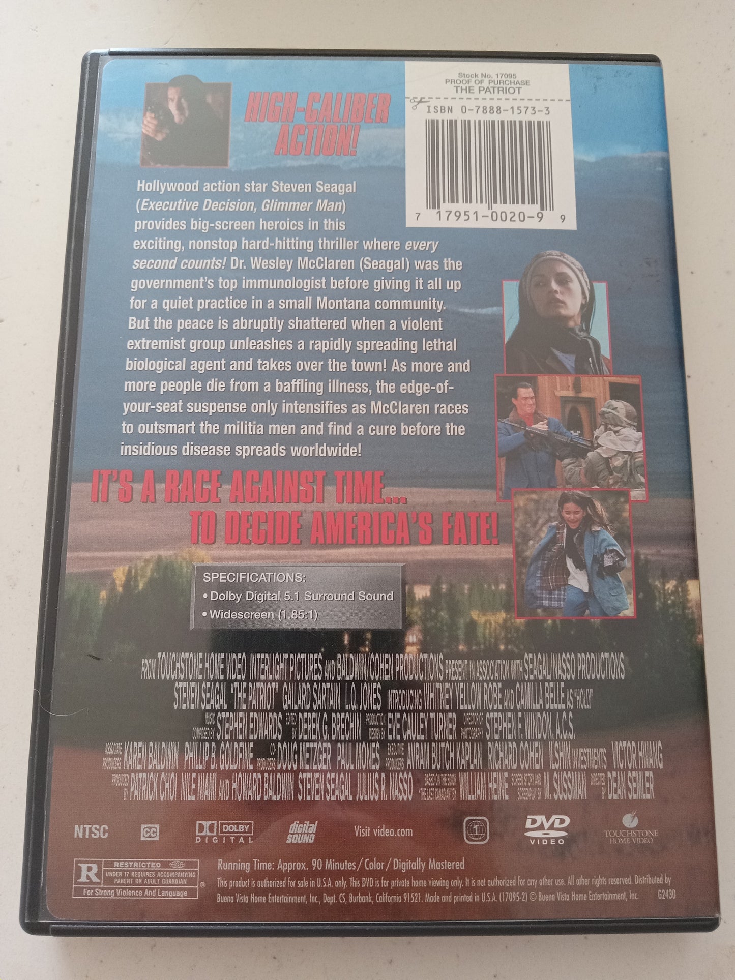 The Patriot, DVD Movie Steven Seagal Widescreen, Rated R, USED