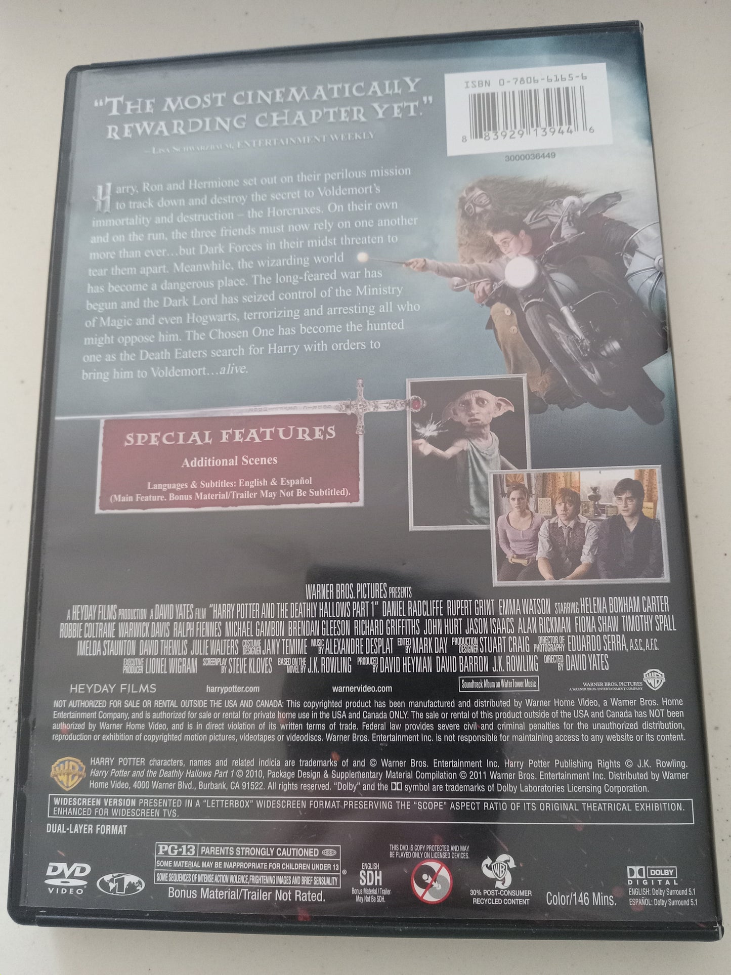 Harry Potter And The Deathly Hallows Part 1, DVD Movie, Widescreen, Rated PG-13, USED