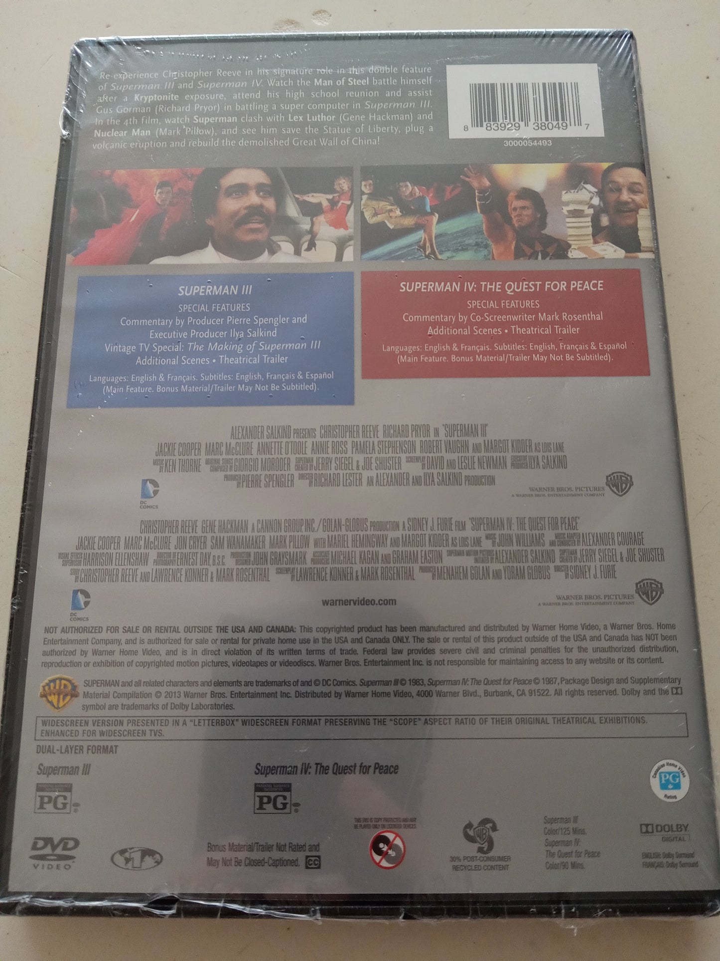 Superman III 3 and Superman IV 4 Two-Disc Double Feature, DVD Movies, Widescreen, Rated PG, NEW