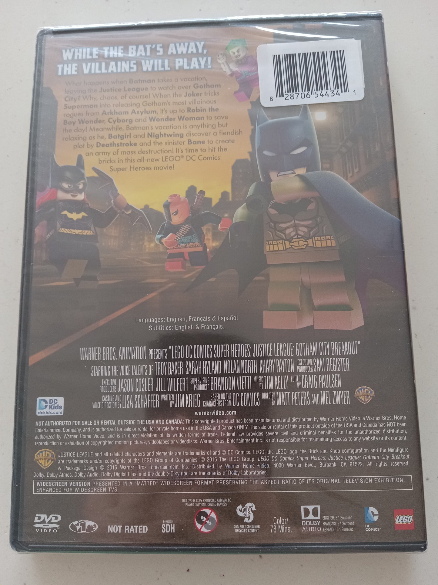 LEGO Justice League Gotham City Breakout, Original Movie, DVD Movie, Widescreen, Not Rated, NEW