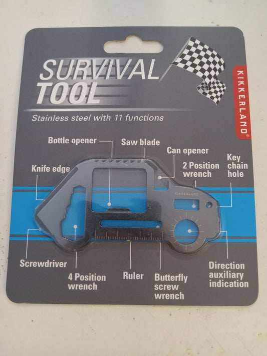 Kikkerland Survival Multi-Function Tool Stainless Steel 11 Functions, NEW
