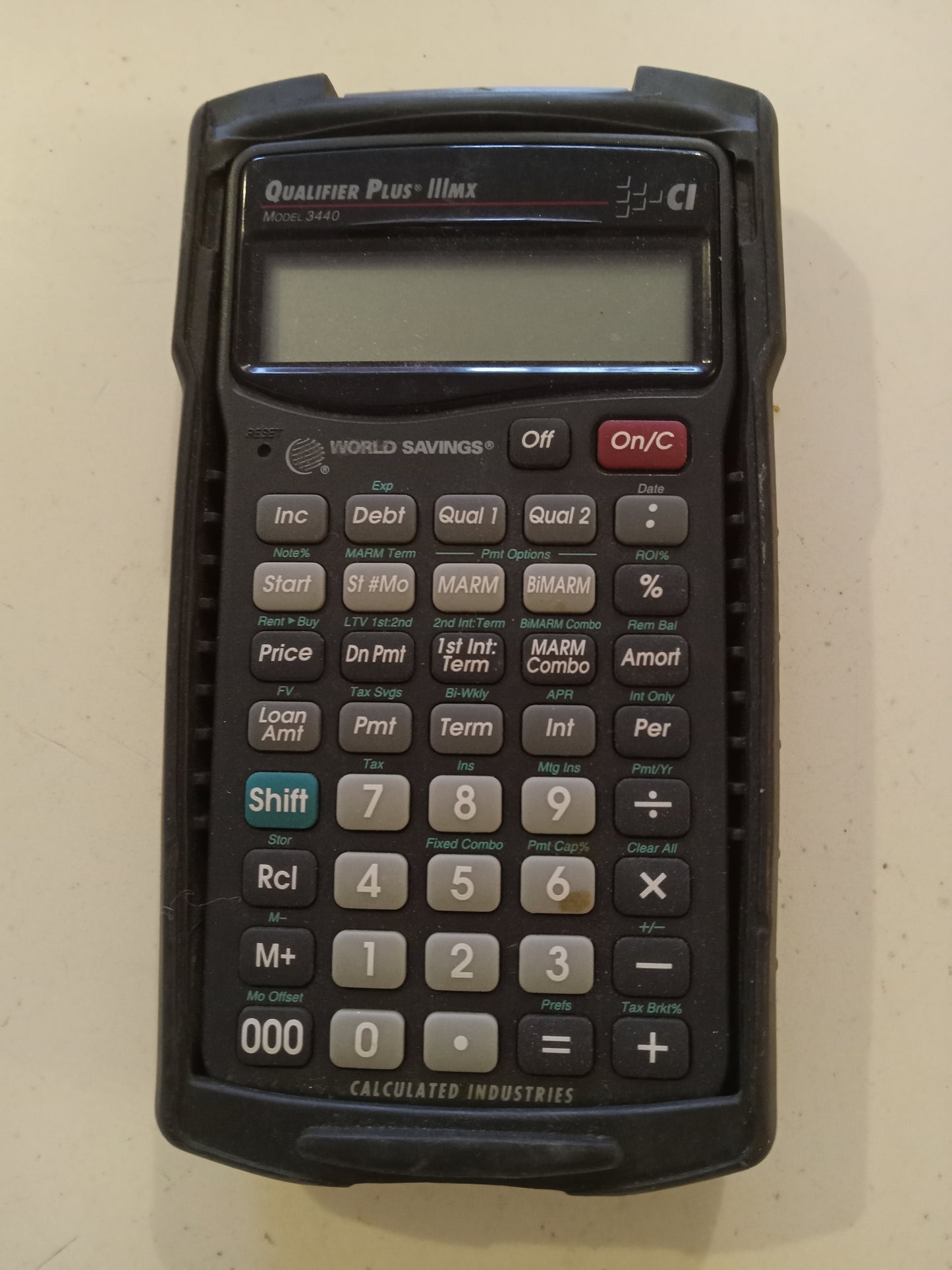 Financial Calculator, Calculated Industries CI, Qualifier Plus IIIMX Model 3440, World Savings, +Armadillo Gear Case, USED
