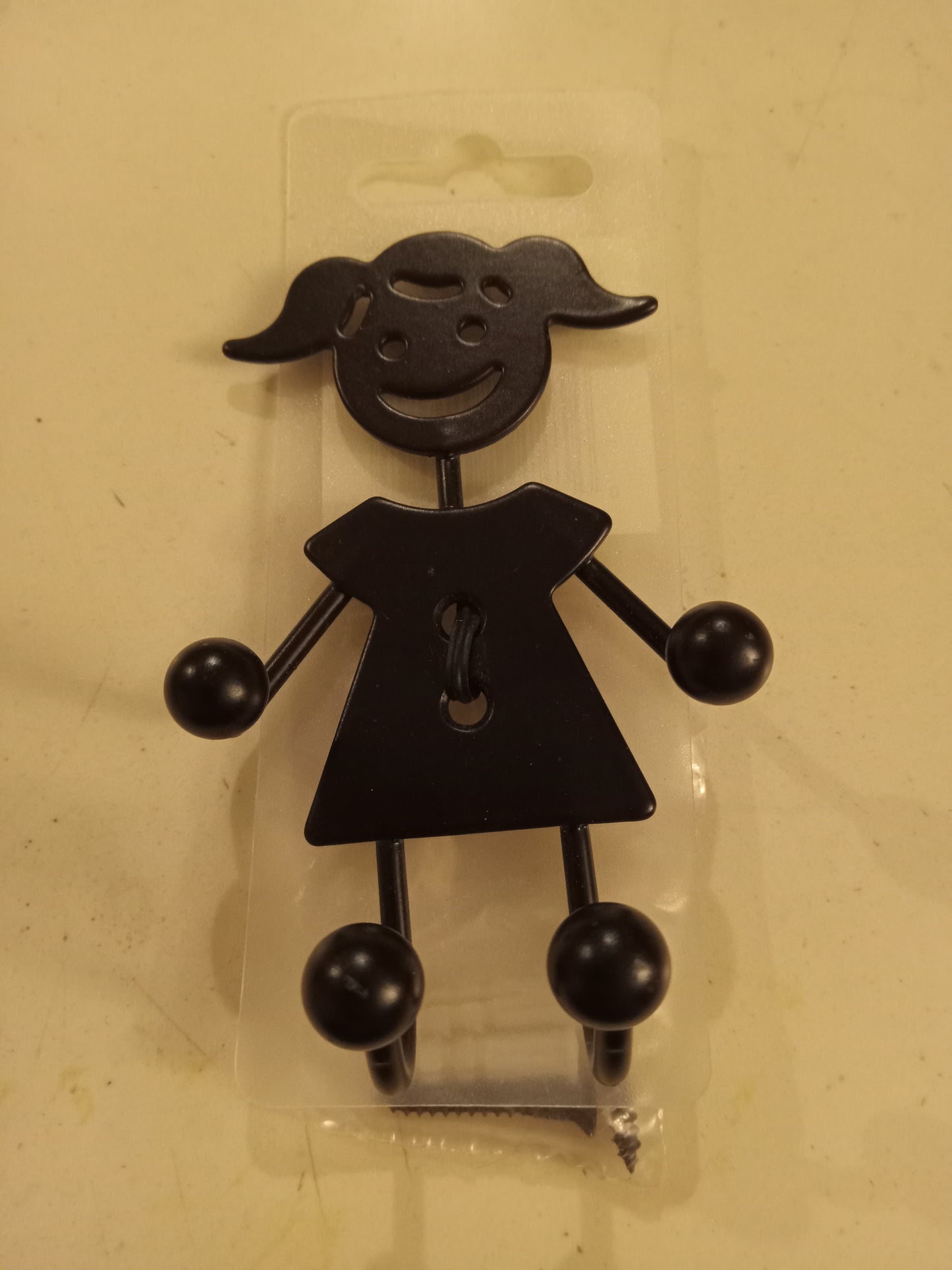 Boy or Girl Key Holder/Coat Hanger, Wrought Iron, Metal Works, Rare NEW