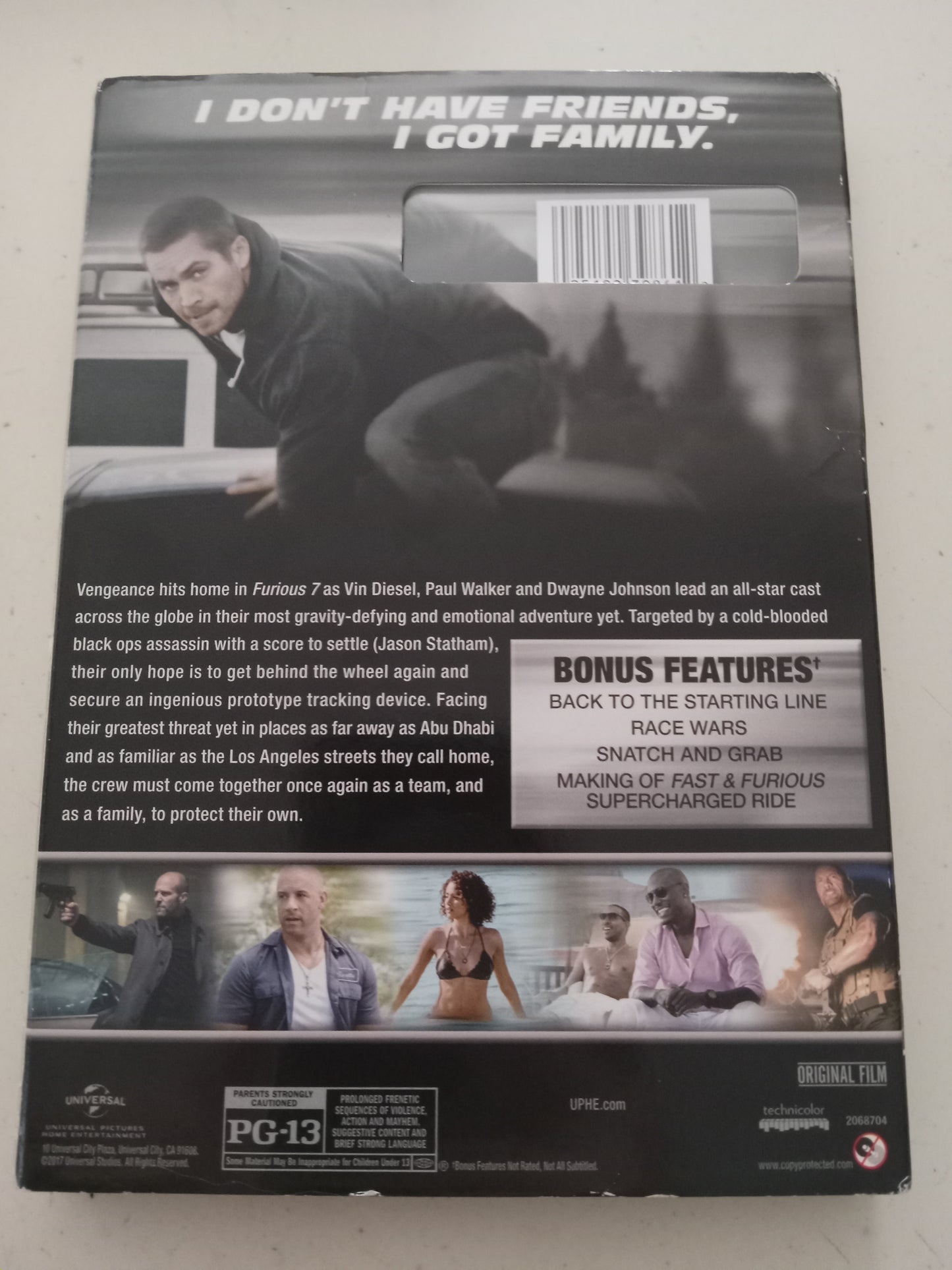 Furious 7, DVD Movie, Vin Diesel Widescreen, Rated PG-13, USED