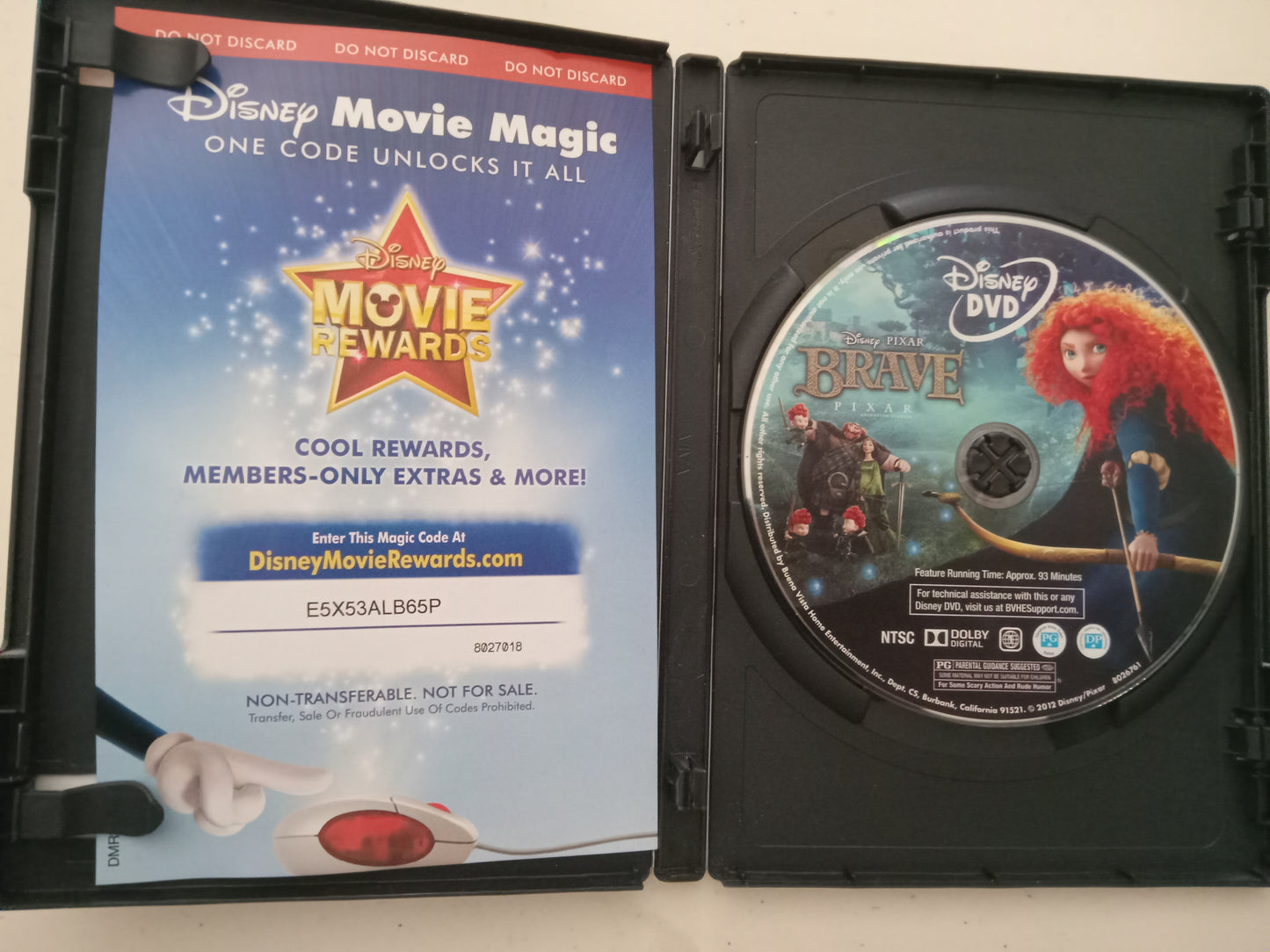 Brave, DVD Movie, Widescreen, Rated PG, USED