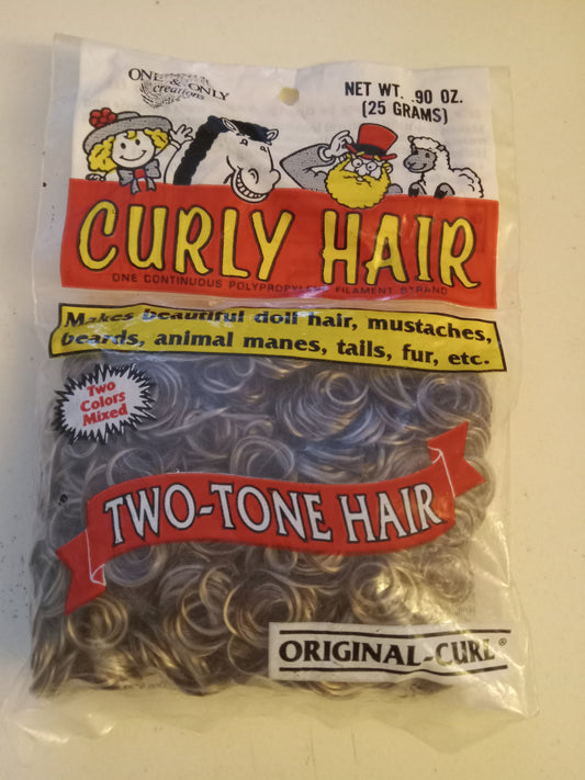 Curly Doll Hair, Two Colors Mixed Brown & Gray/Blonde, 2 Tone, Original Curls, Crafts, NEW