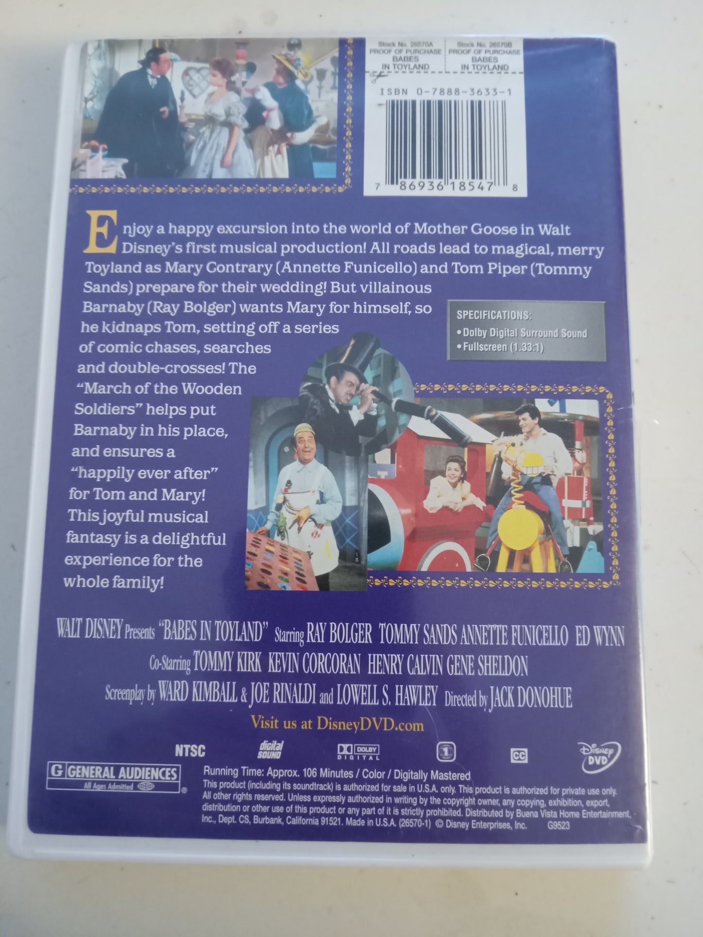 Babes In Toyland, DVD Movie, Fullscreen, Rated G, USED