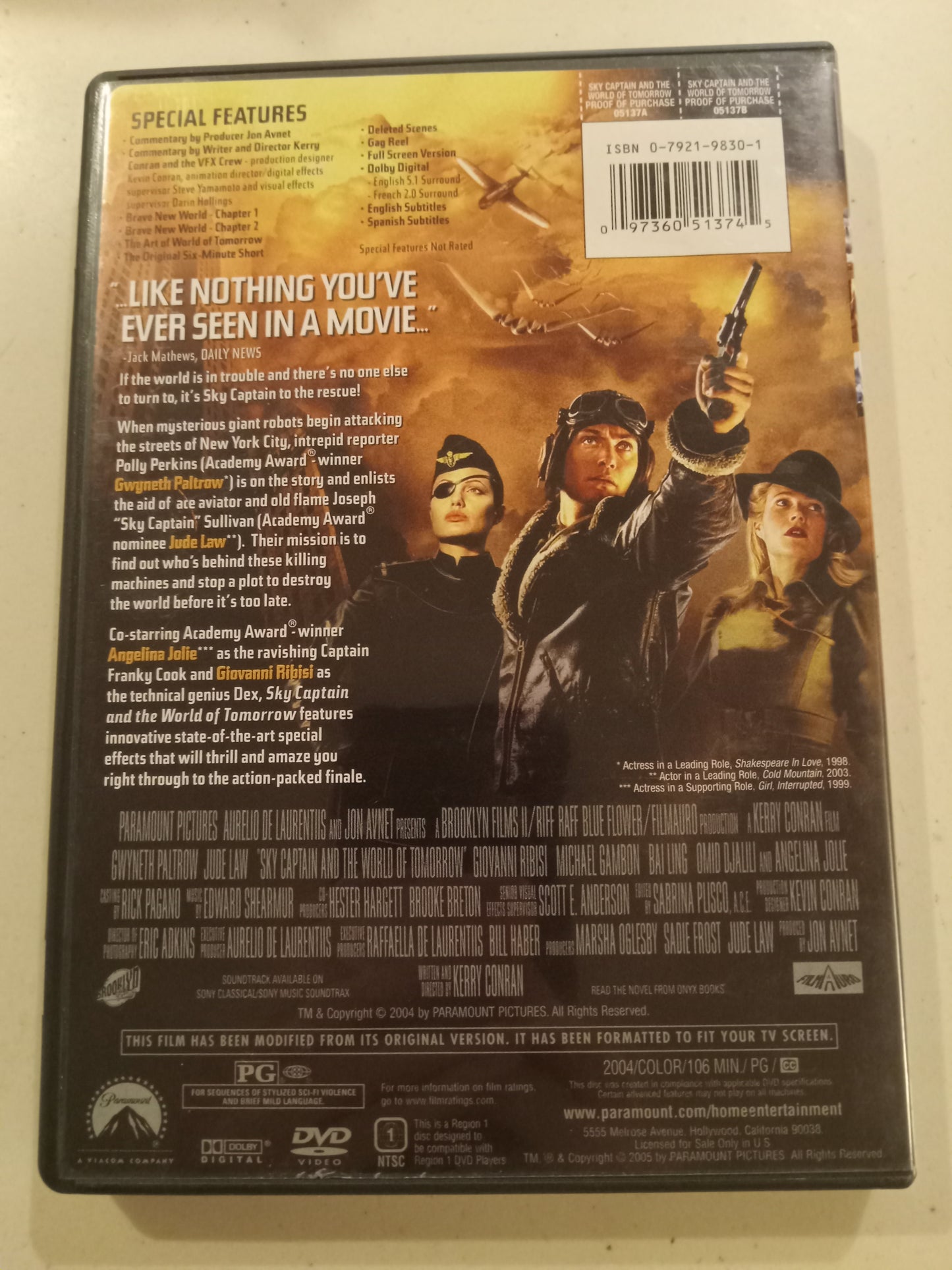 Sky Captain And The World Of Tomorrow, 2 Disc Special Collector's Ed. DVD Movie, Fullscreen, Rated PG, USED