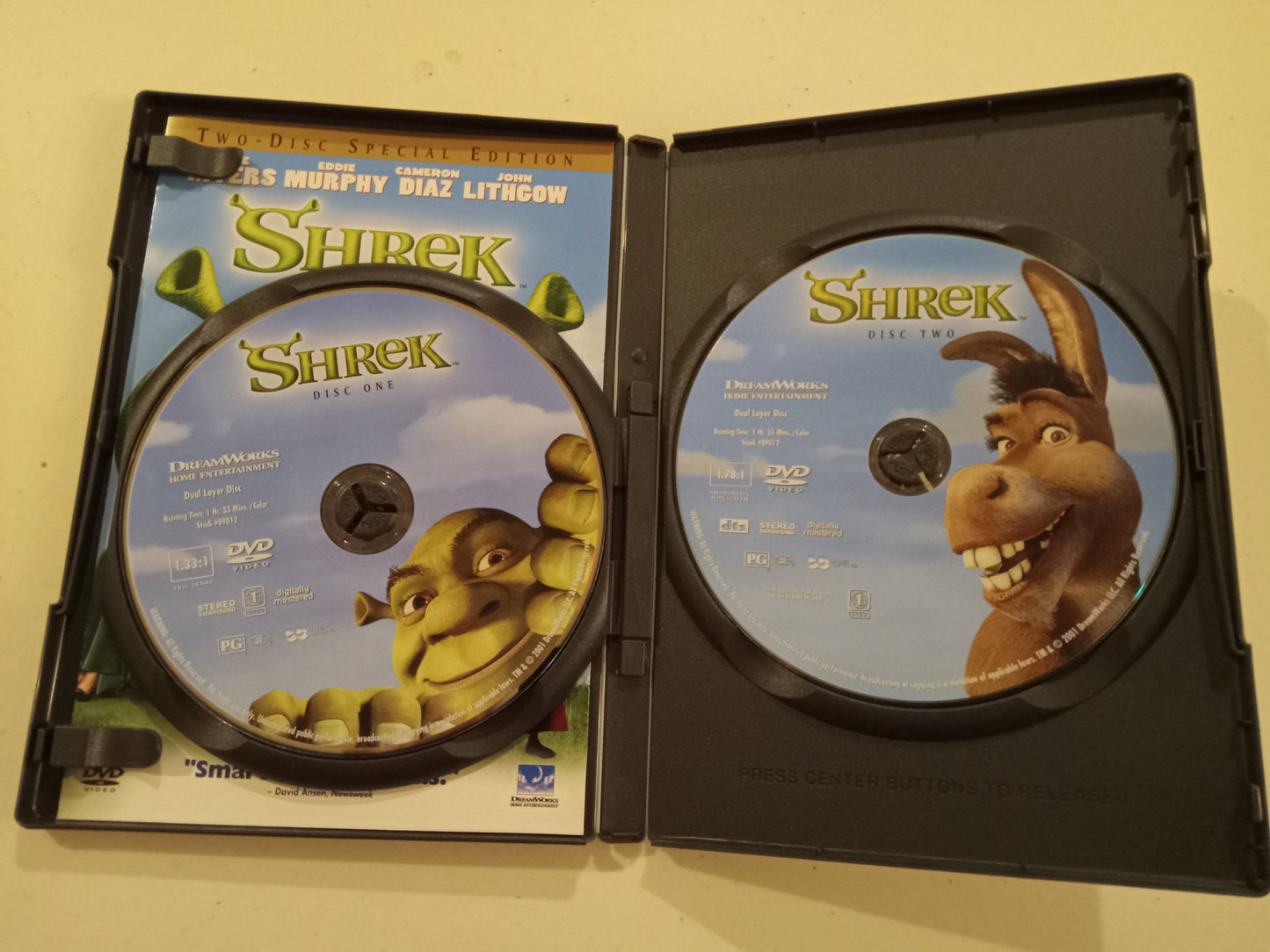 Shrek, DVD Movie, 2 Disc Special Ed. Widescreen/Fullscreen, Rated PG, USED