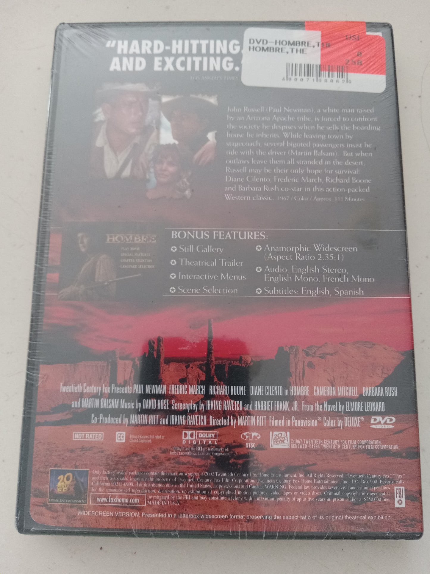 Hombre, DVD Movie, Widescreen, Not Rated, USED