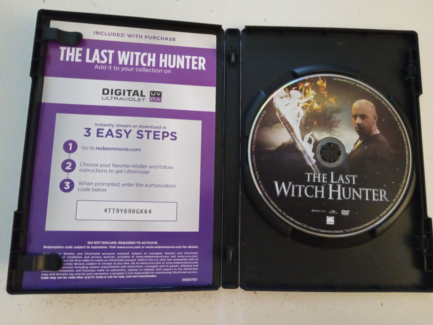 The Last Witch Hunter DVD Movie, Widescreen, Rated PG-13, USED