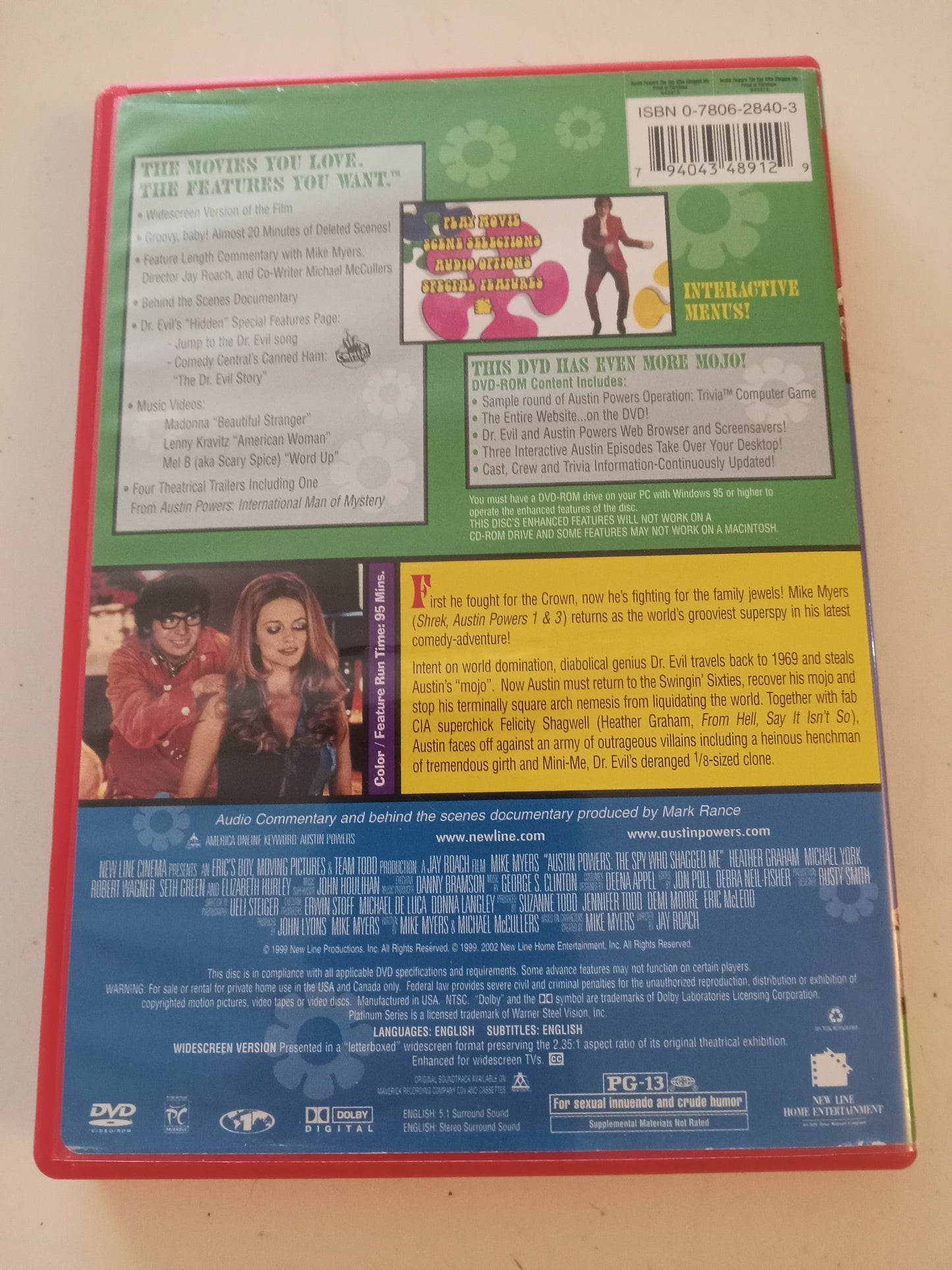 Austin Powers The Spy Who Shagged Me DVD Movie, Widescreen, Rated PG-13, USED