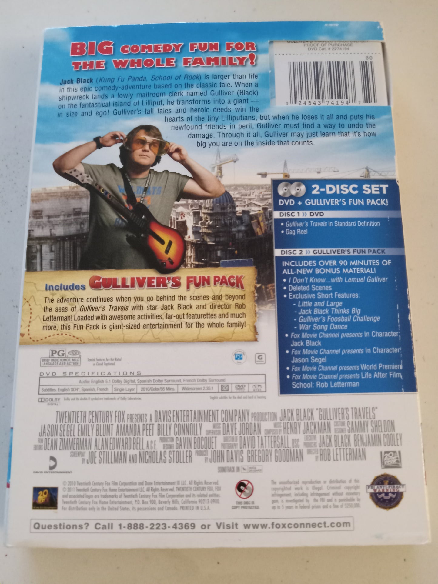 Gulliver's Travels, 1 Disk ONLY, DVD Movie, Widescreen, Rated PG, USED