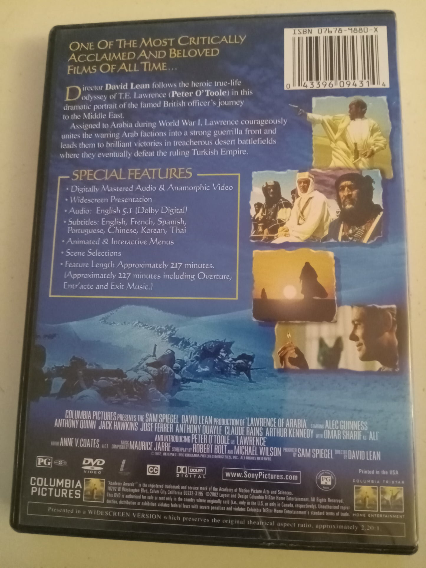 Lawrence Of Arabia, DVD Movie, Widescreen, Rated PG, USED