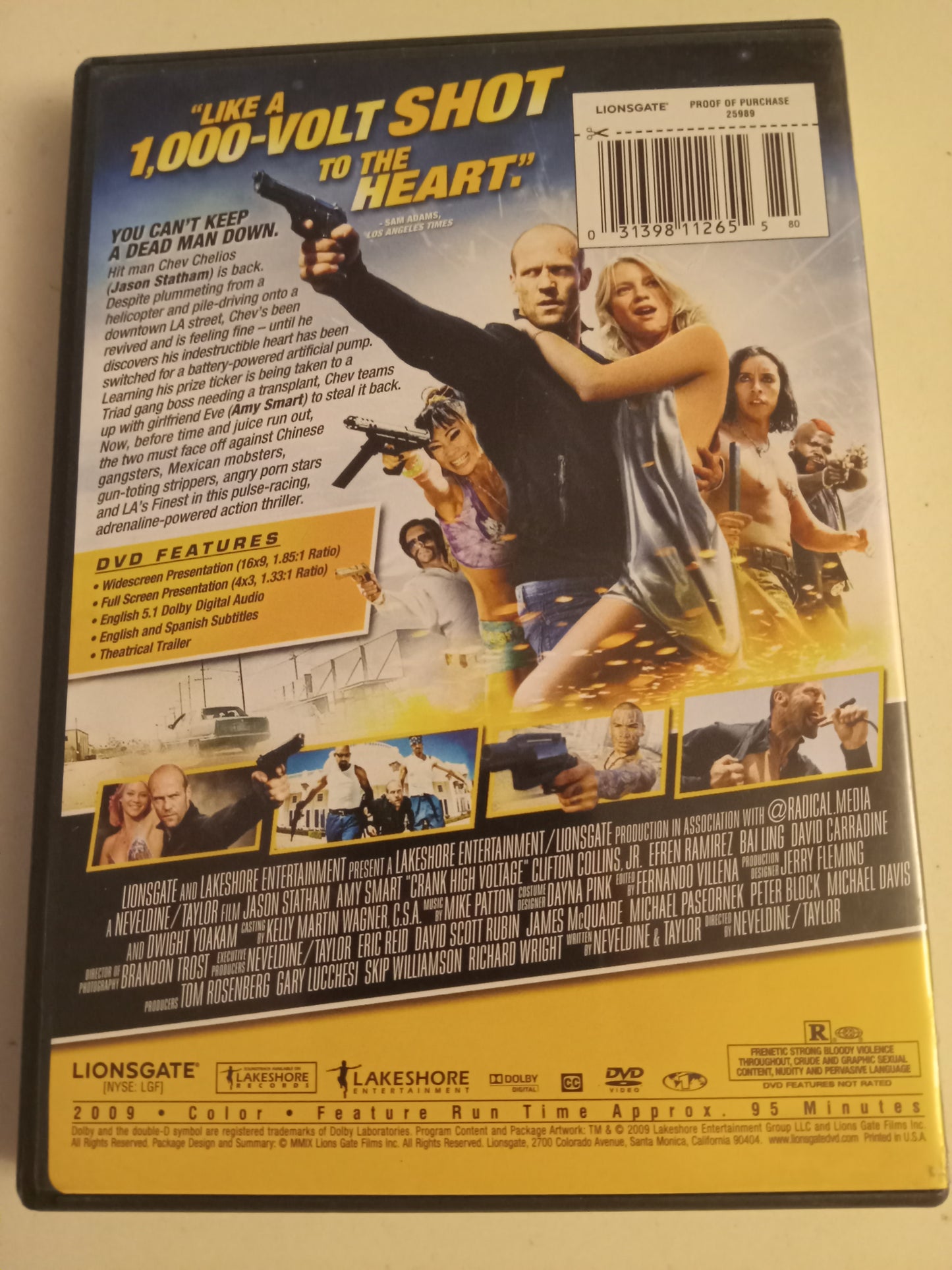 Crank 2 High Voltage DVD Movie, Jason Statham Widescreen, Rated R, USED