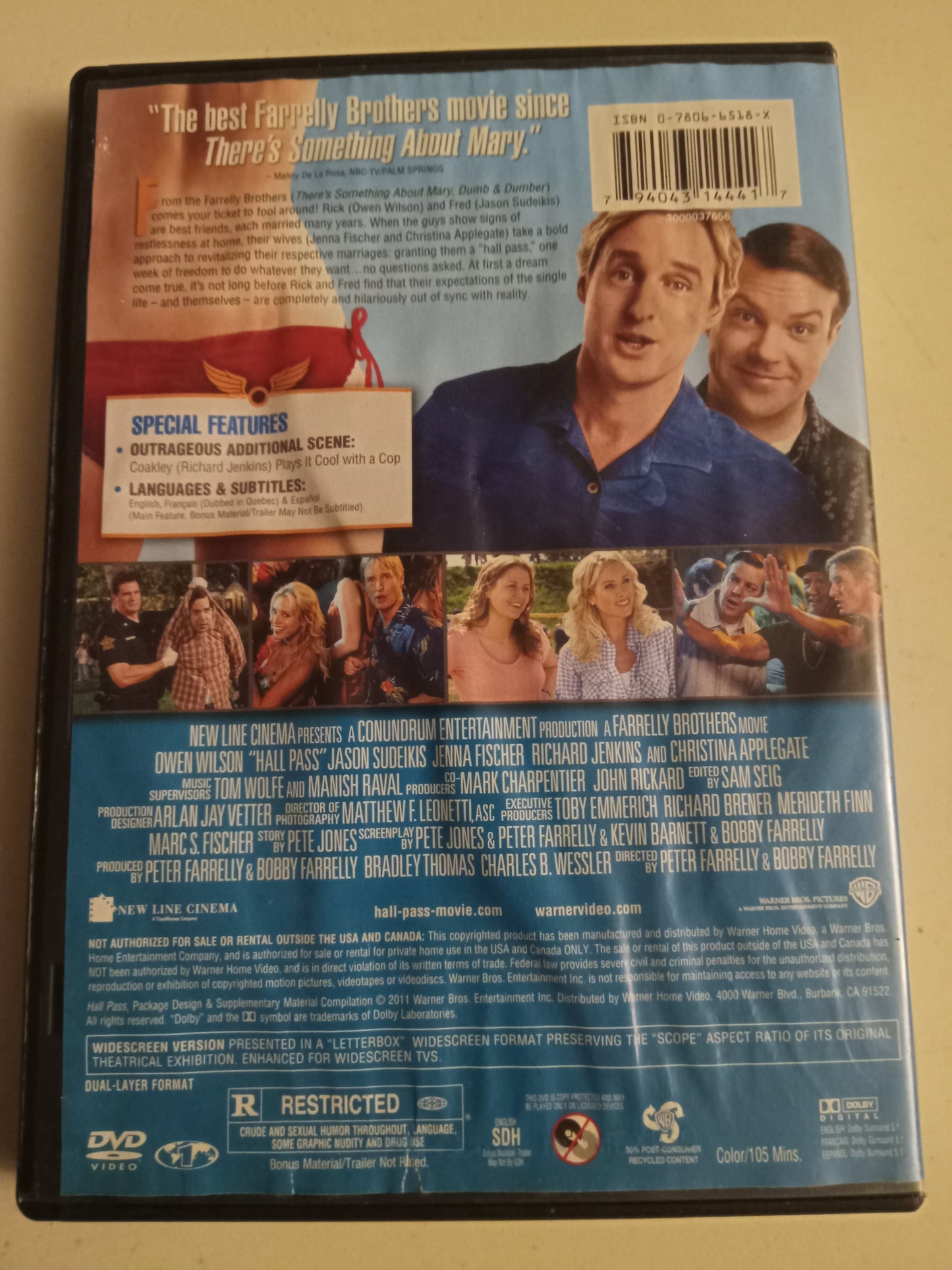 Hall Pass DVD Movie, Widescreen, Rated R, USED