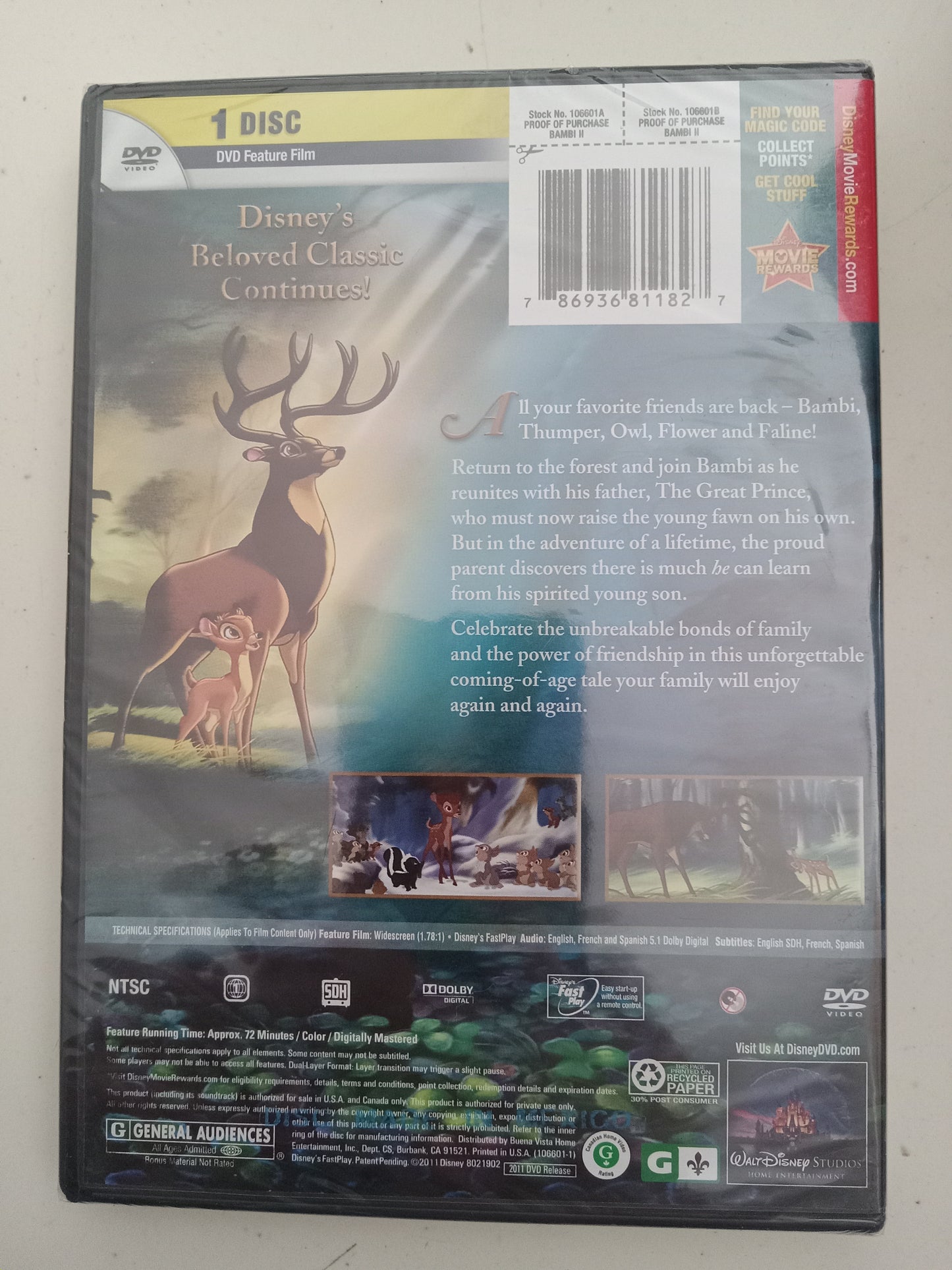 Bambi II 2, Animated Disney DVD Movie, Rated G, Widescreen, NEW/USED