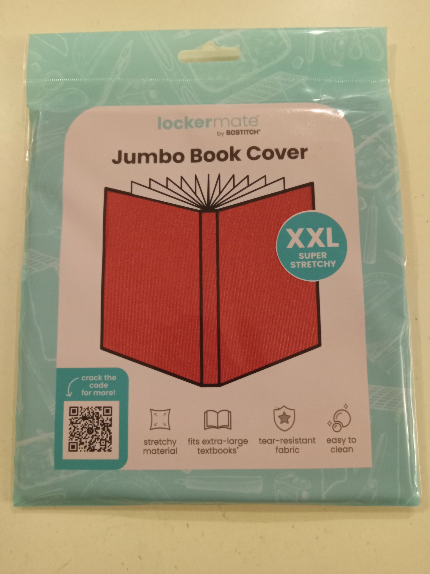 LockerMate Jumbo Book Cover XXL (10"x15") Super Stretchy Blue/Black/Red, NEW