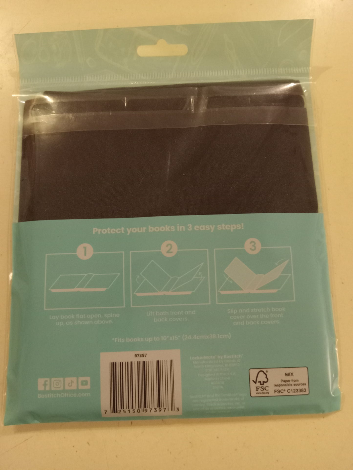 LockerMate Jumbo Book Cover XXL (10"x15") Super Stretchy Blue/Black/Red, NEW