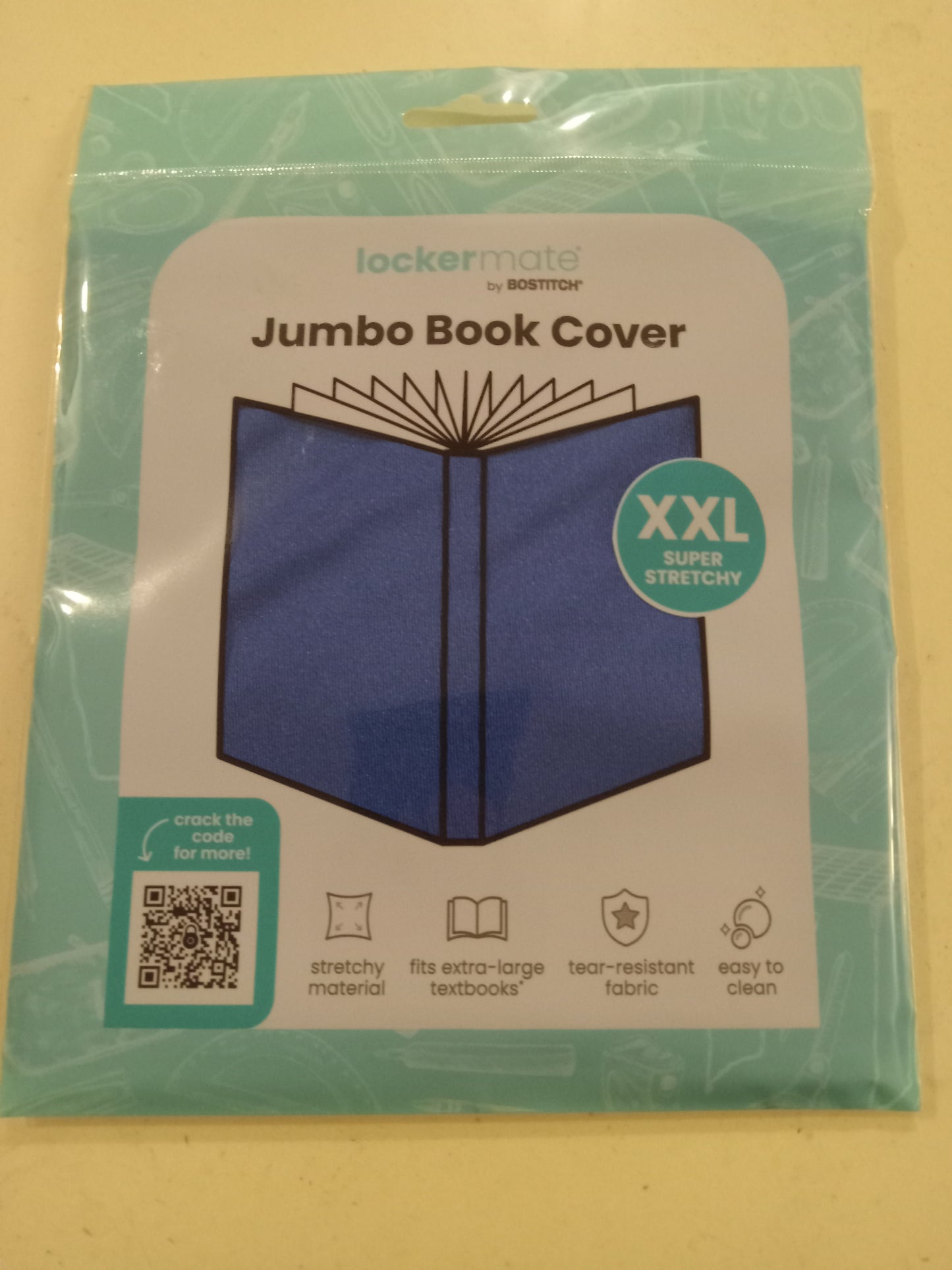 LockerMate Jumbo Book Cover XXL (10"x15") Super Stretchy Blue/Black/Red, NEW