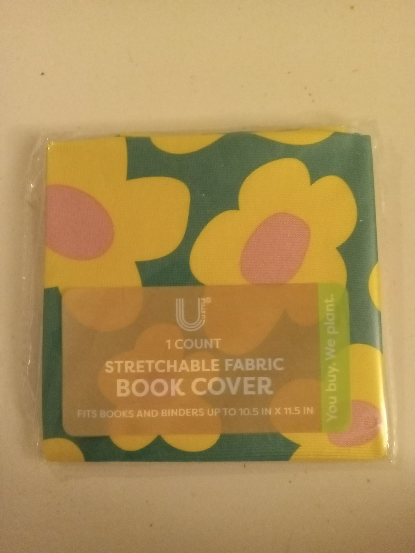 Stretchable Fabric Book Cover, Binder Protector, Blue Science or Green Flowers, Stretch To 10.5"X11.5", NEW