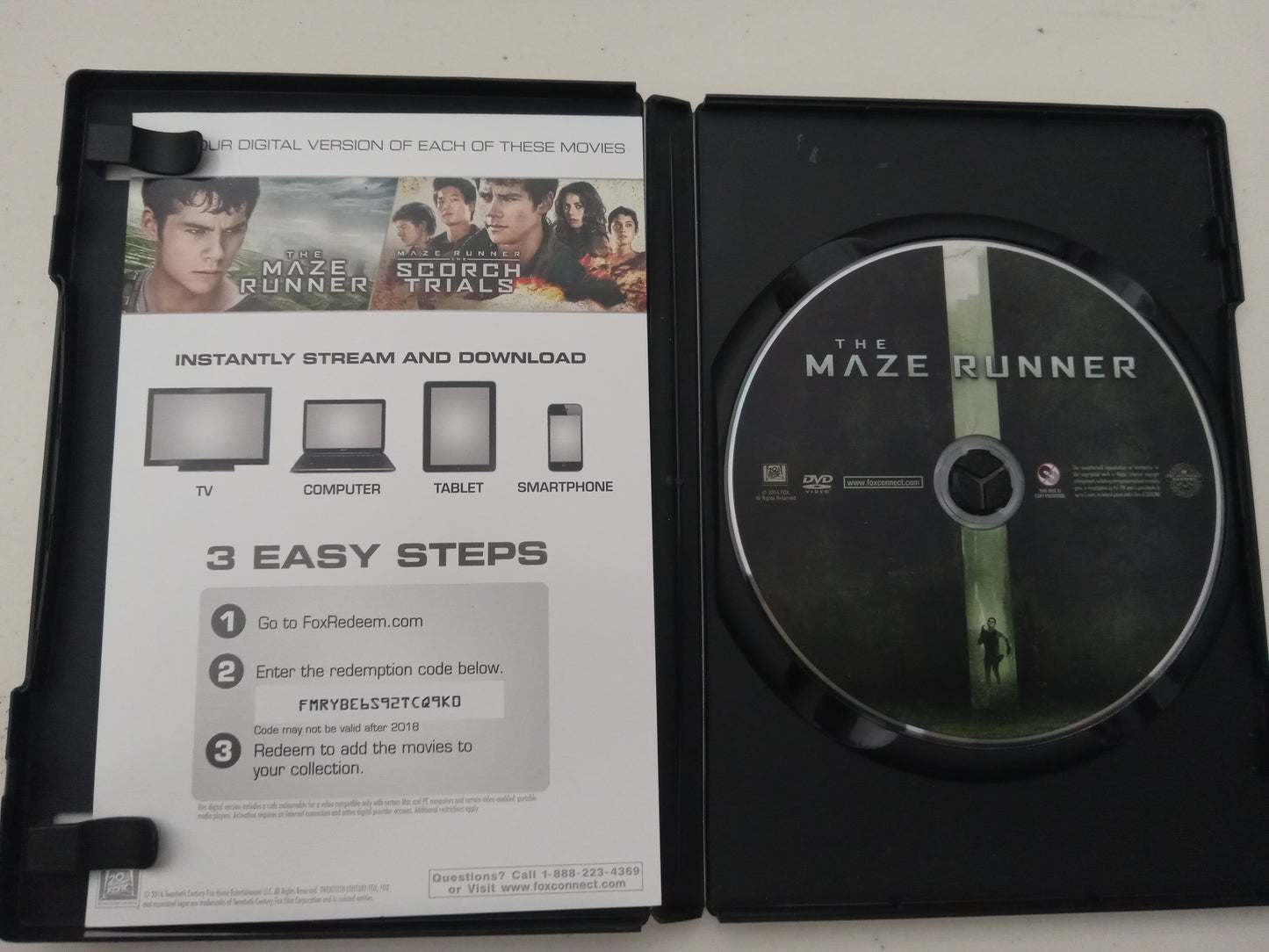 Maze Runner, DVD Movie, Dylan O'Brien Widescreen, Rated PG-13, USED