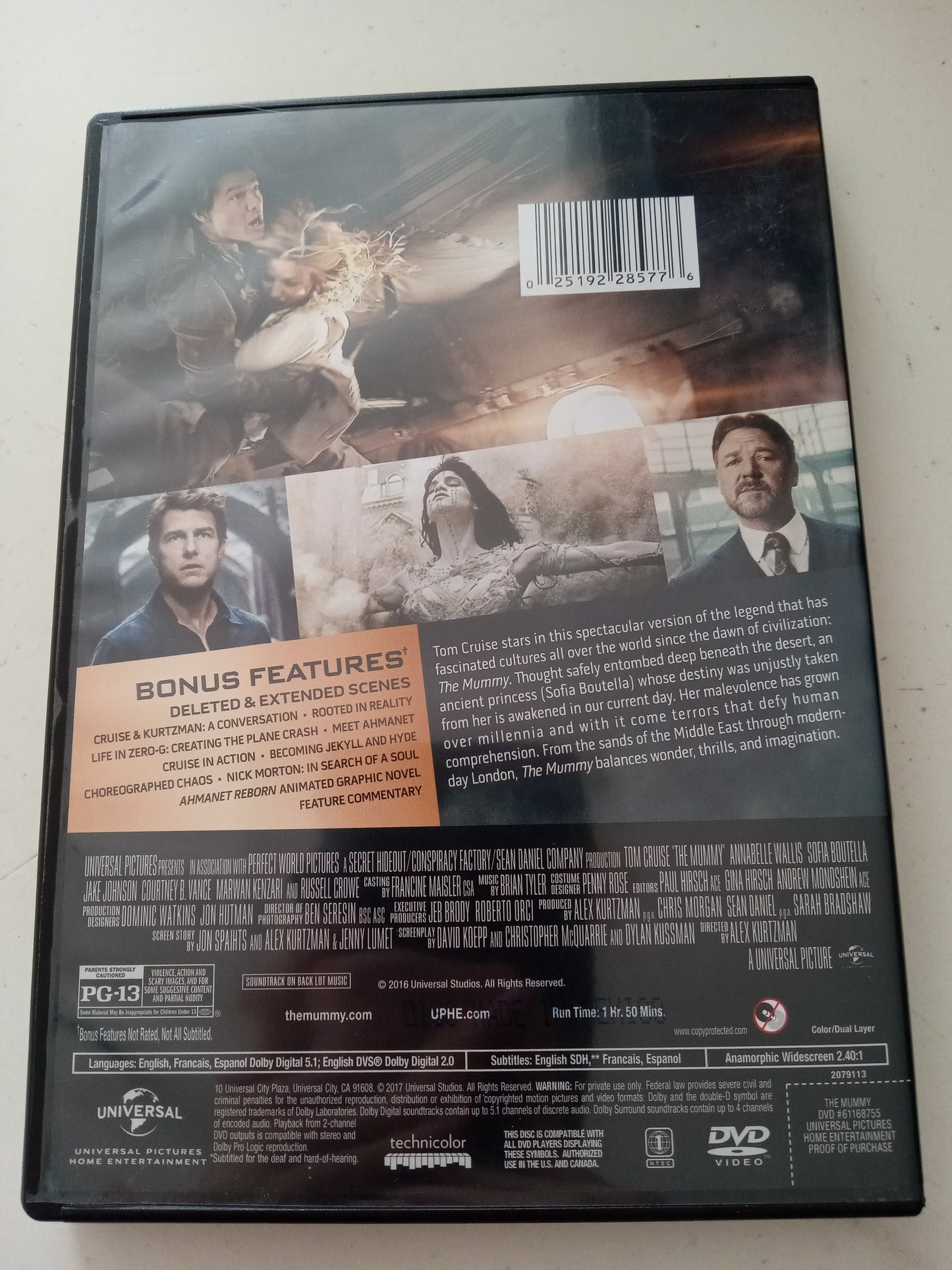 The Mummy, DVD Movie, Tom Cruise, Widescreen, Rated PG-13, USED