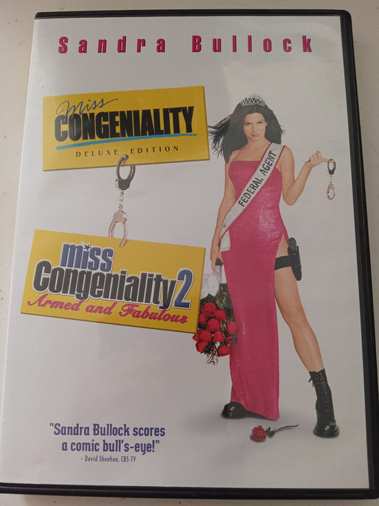 Miss Congeniality 1&2 Armed And Fabulous, Deluxe Ed. 2 DVD Movies, Widescreen/Fullscreen Rated PG-13, USED