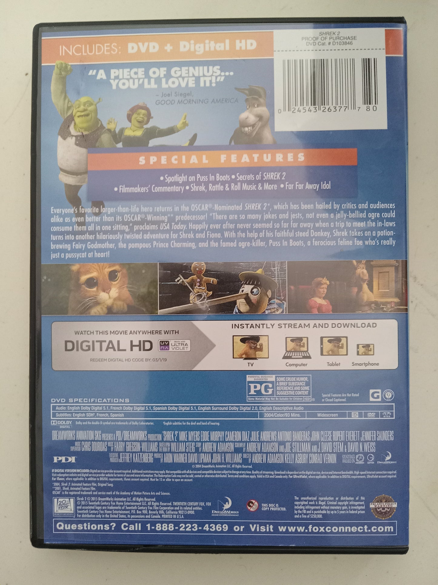 Shrek 2, Dreamworks Animation DVD Movie, Widescreen/Fullscreen, Rated PG, NEW/USED