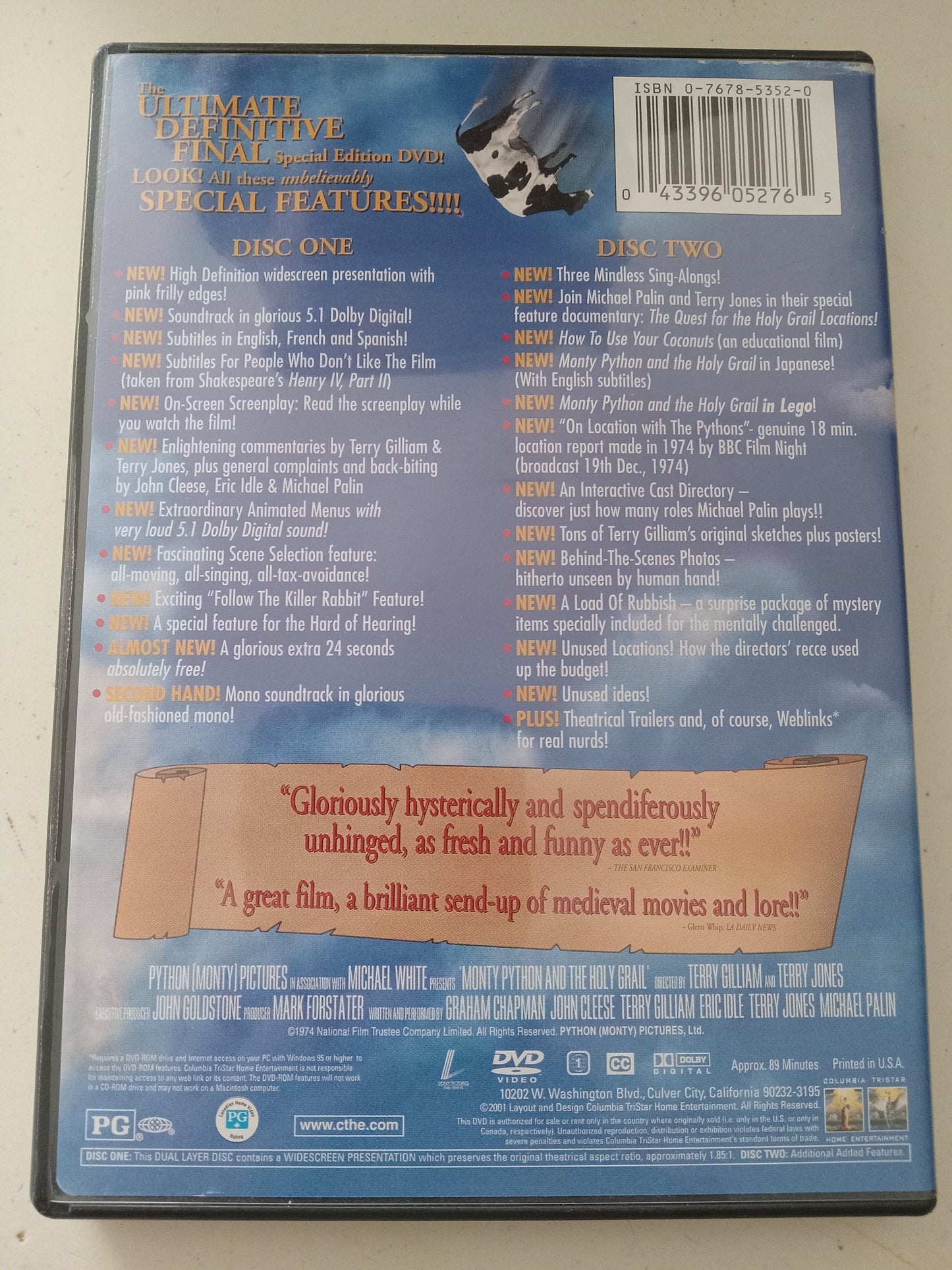 Monty Python And The Holy Grail, 2 Discs Special Ed. DVD Movie, Widescreen, Rated PG, USED