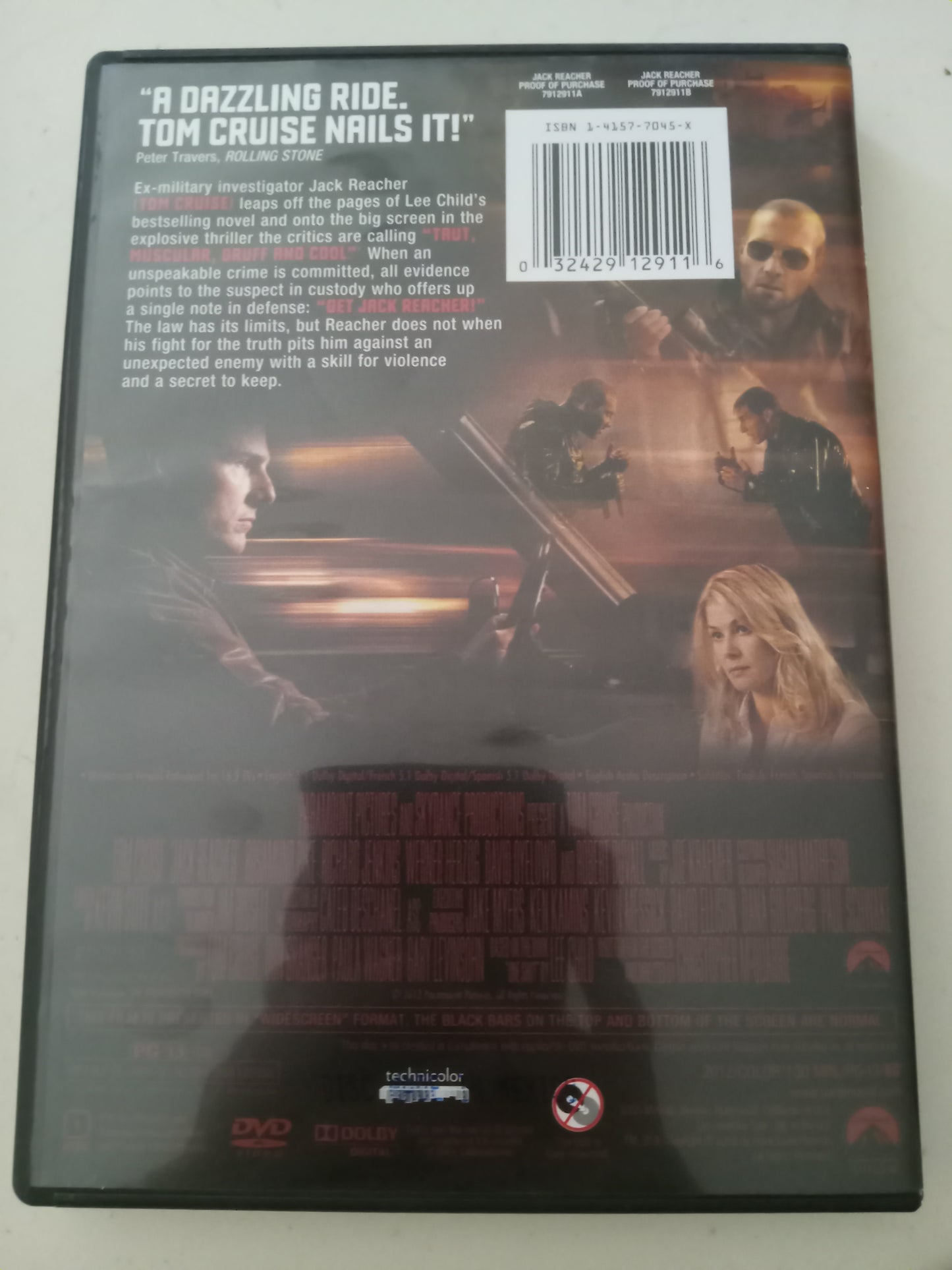 Jack Reacher DVD Movie Tom Cruise Widescreen, Rated PG-13, NEW/USED