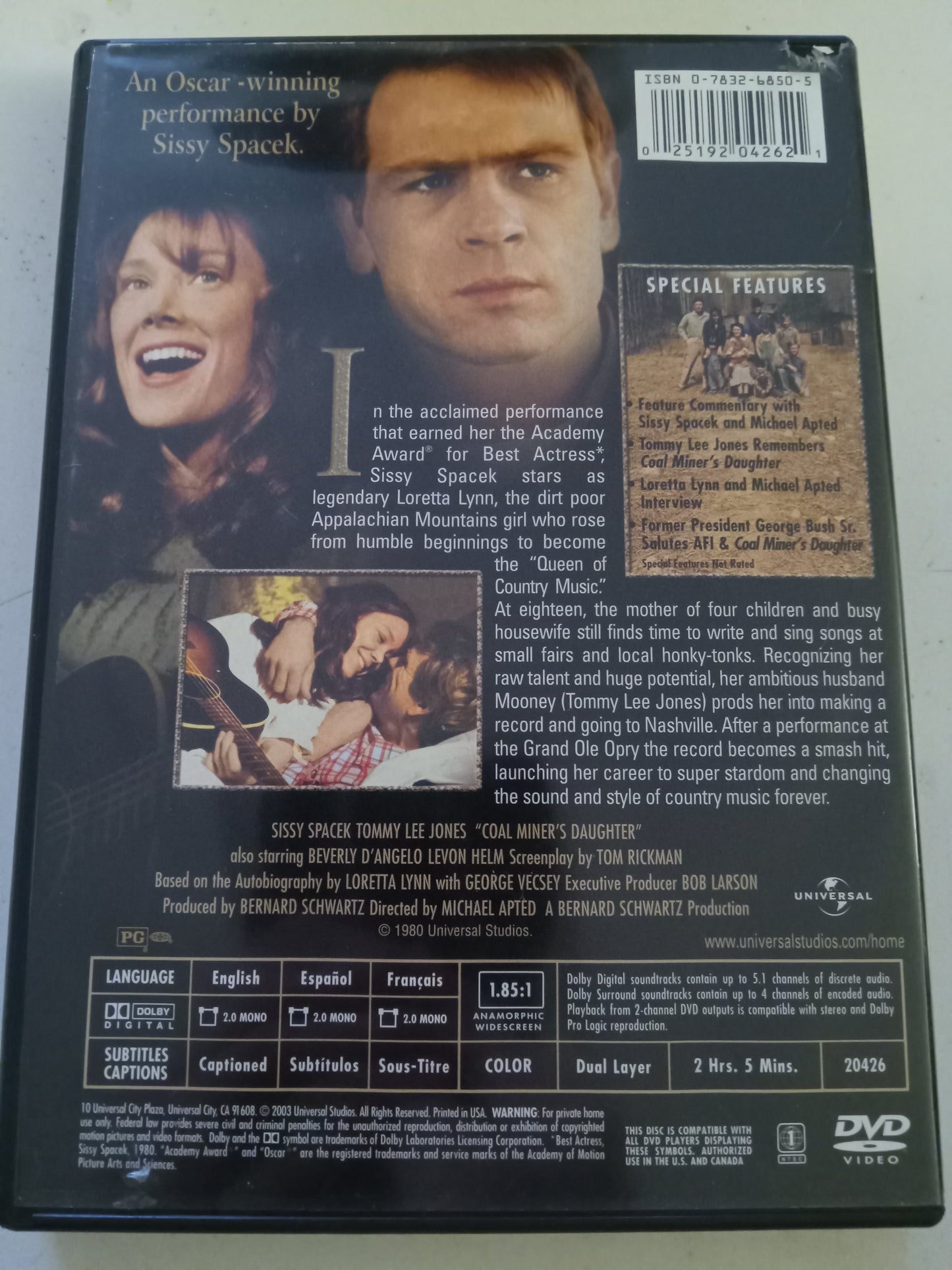 Coal Miner's Daughter, Collectors Edition, DVD Movie, Widescreen, Rated PG, USED