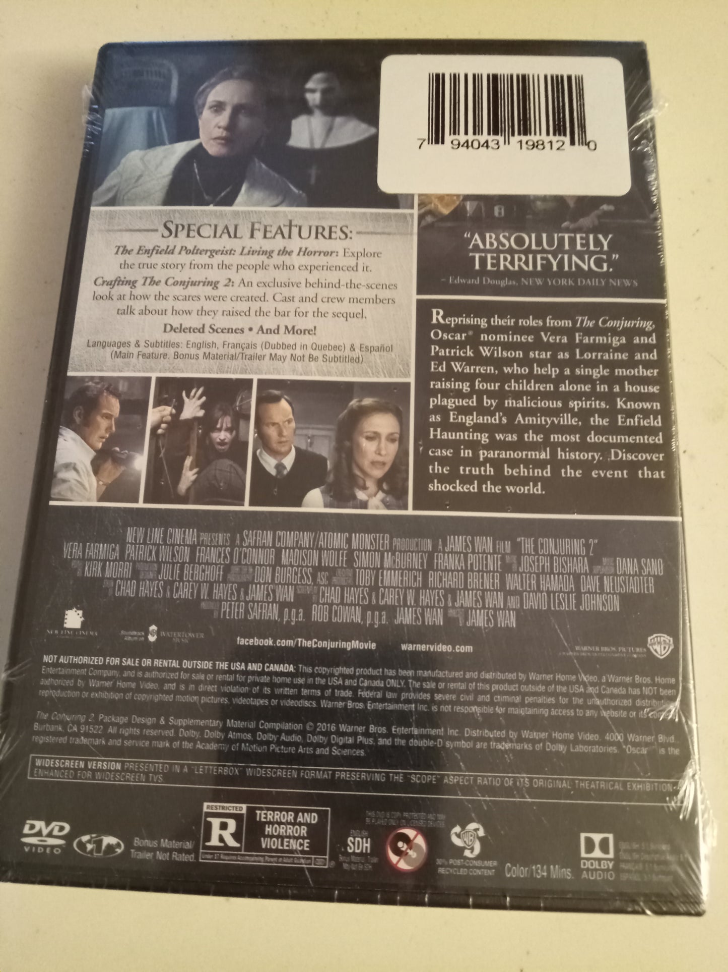 The Conjuring 2, DVD Movie, Patrick Wilson Widescreen, Rated R, NEW