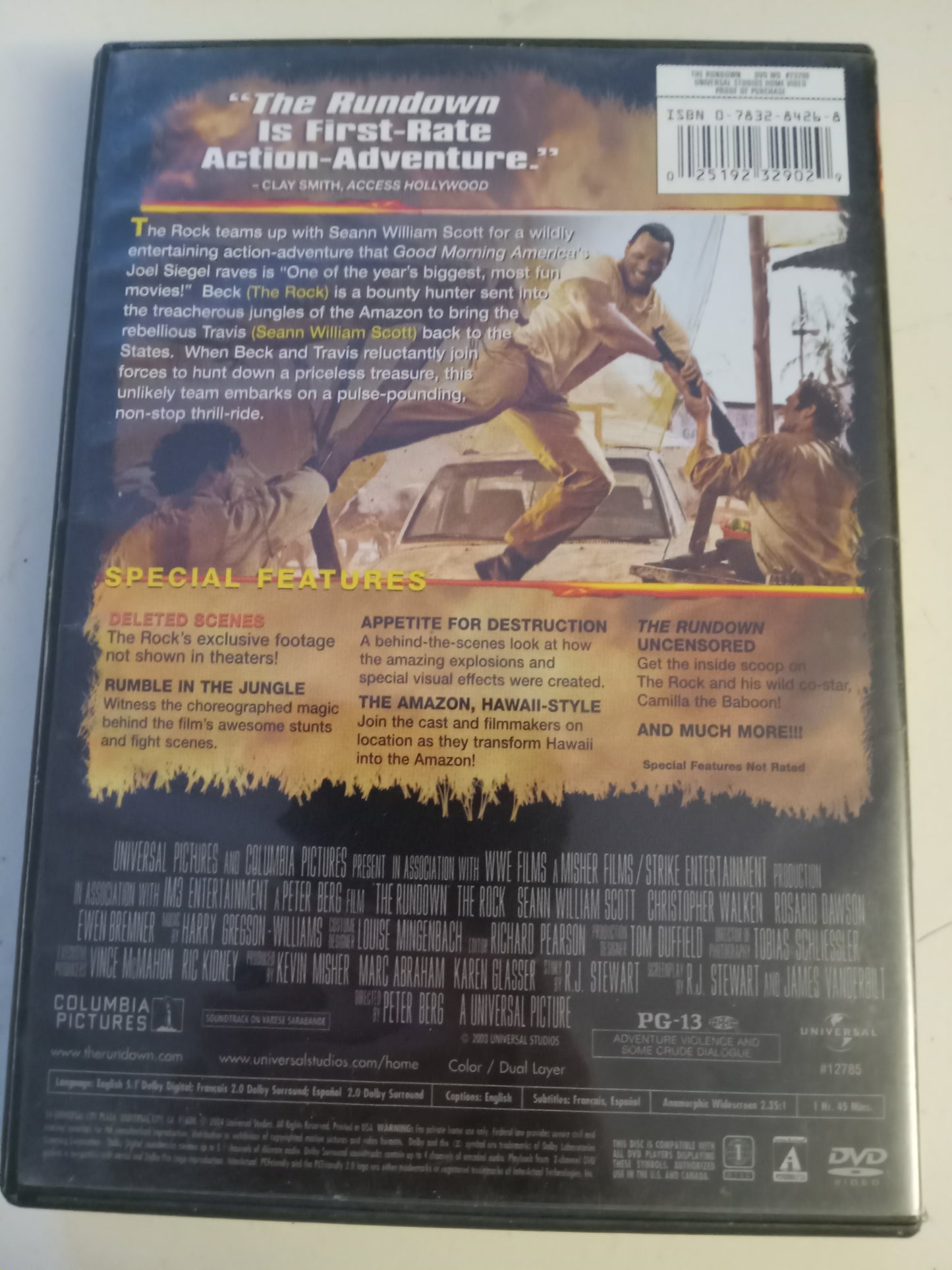 The Rundown, DVD Movie, Dwayne Johnson Widescreen, Rated PG-13, USED