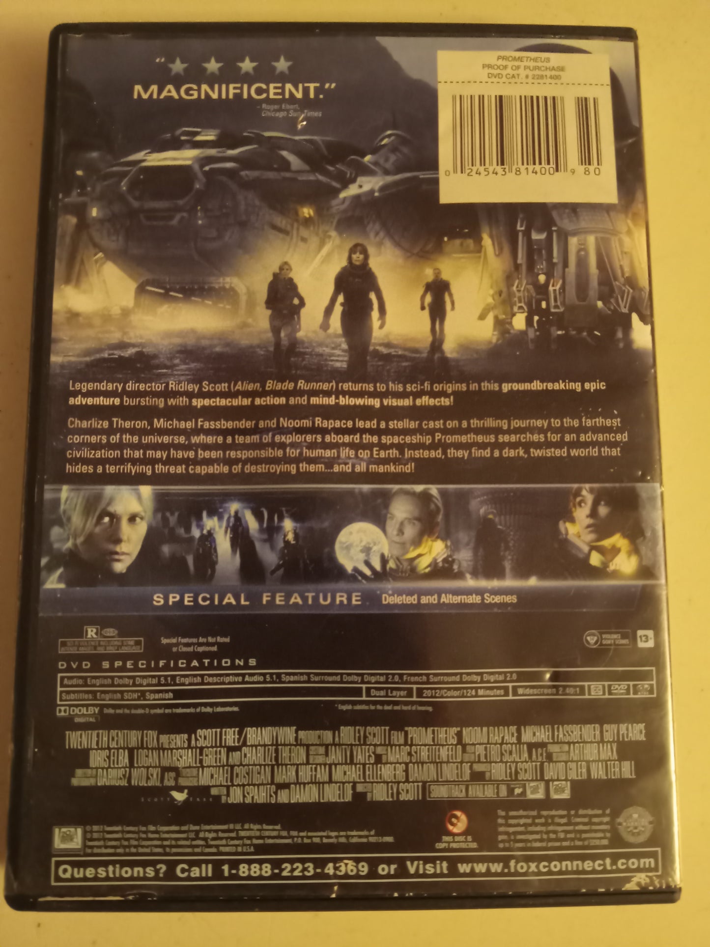 Prometheus DVD Movie, Guy Pearce Widescreen, Rated R, USED