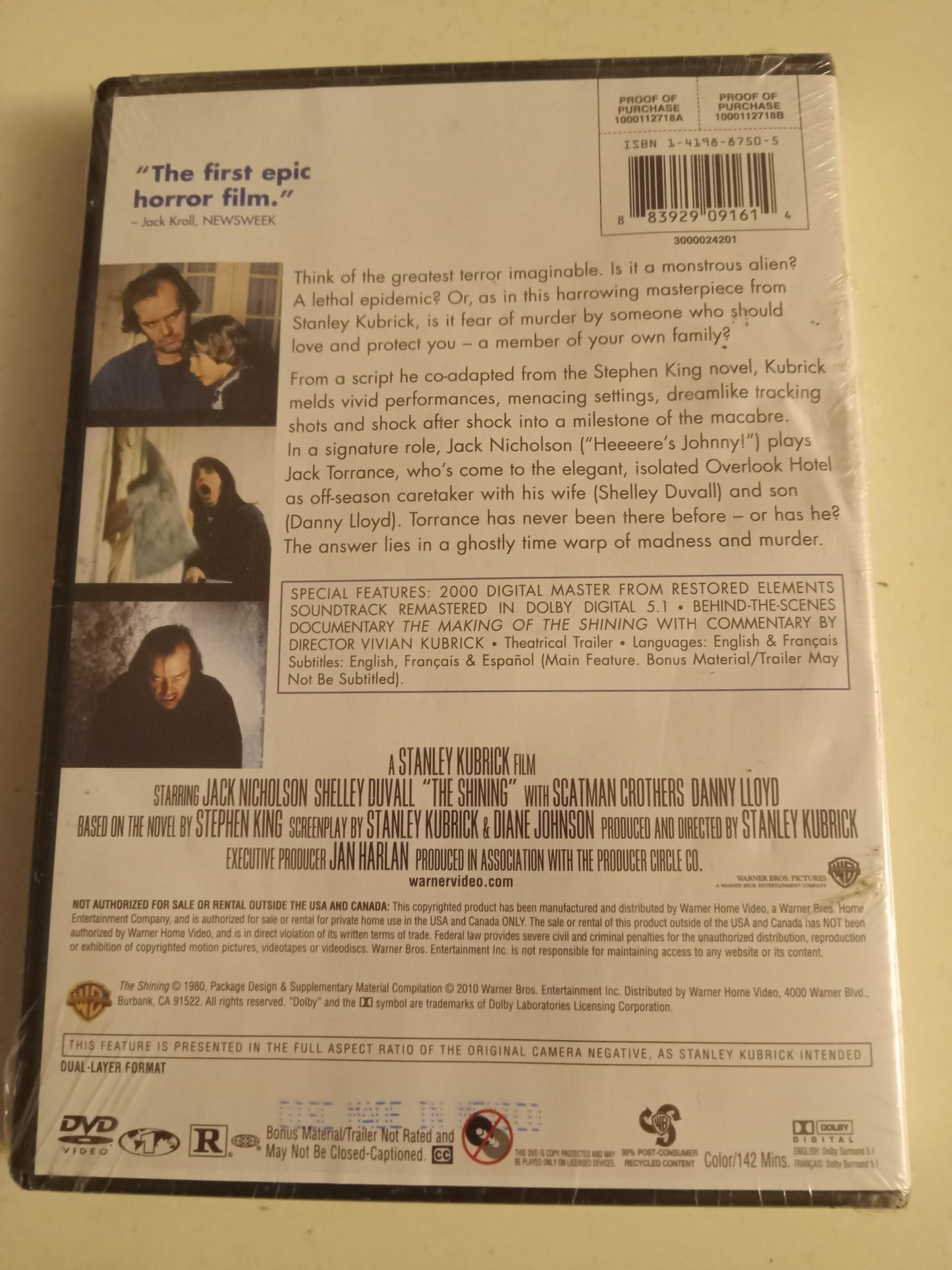 The Shining DVD Movie, Fullscreen, Rated R, NEW/USED